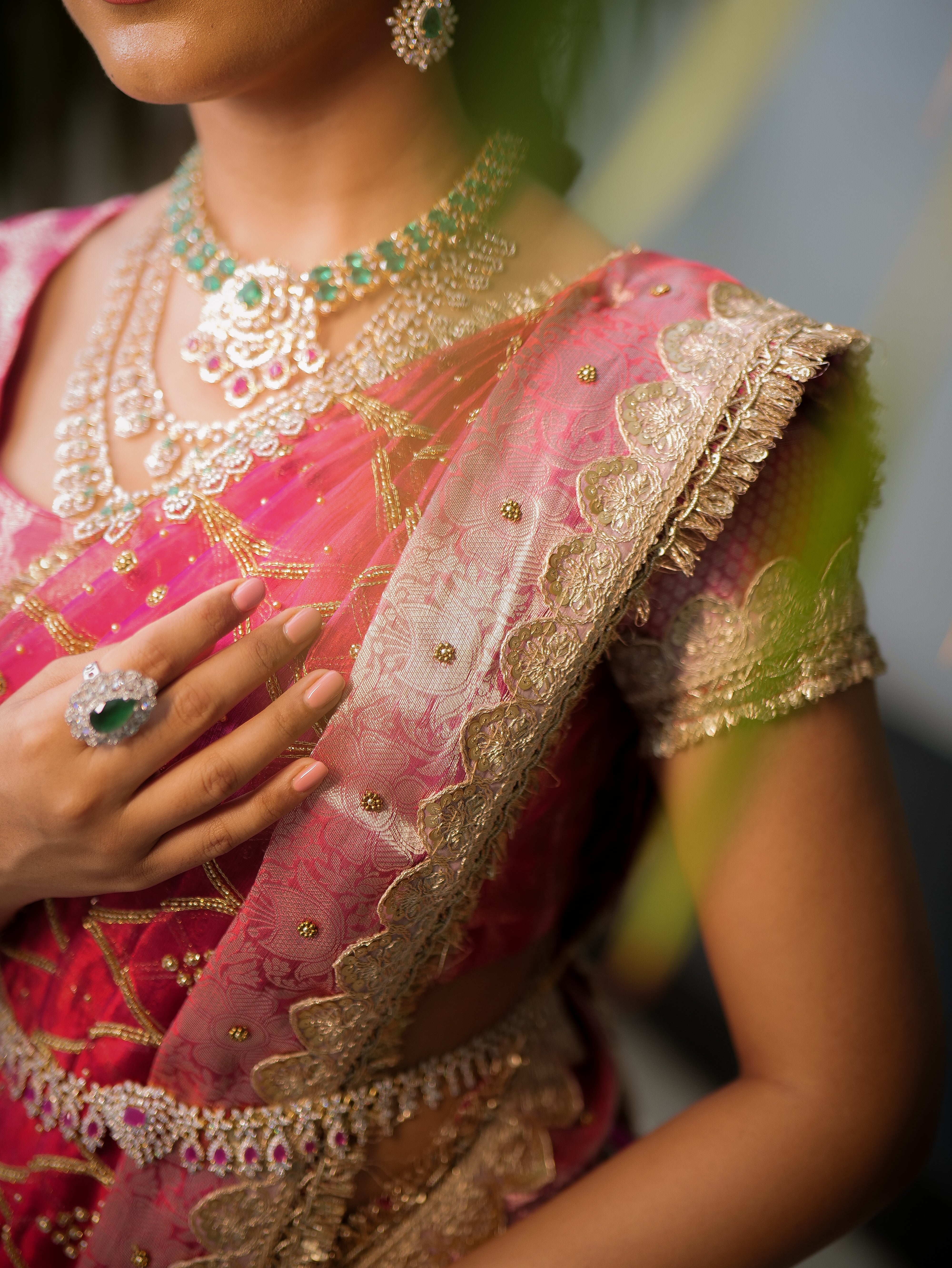 Anika's Banarasi Tissue silk saree-Rani Pink