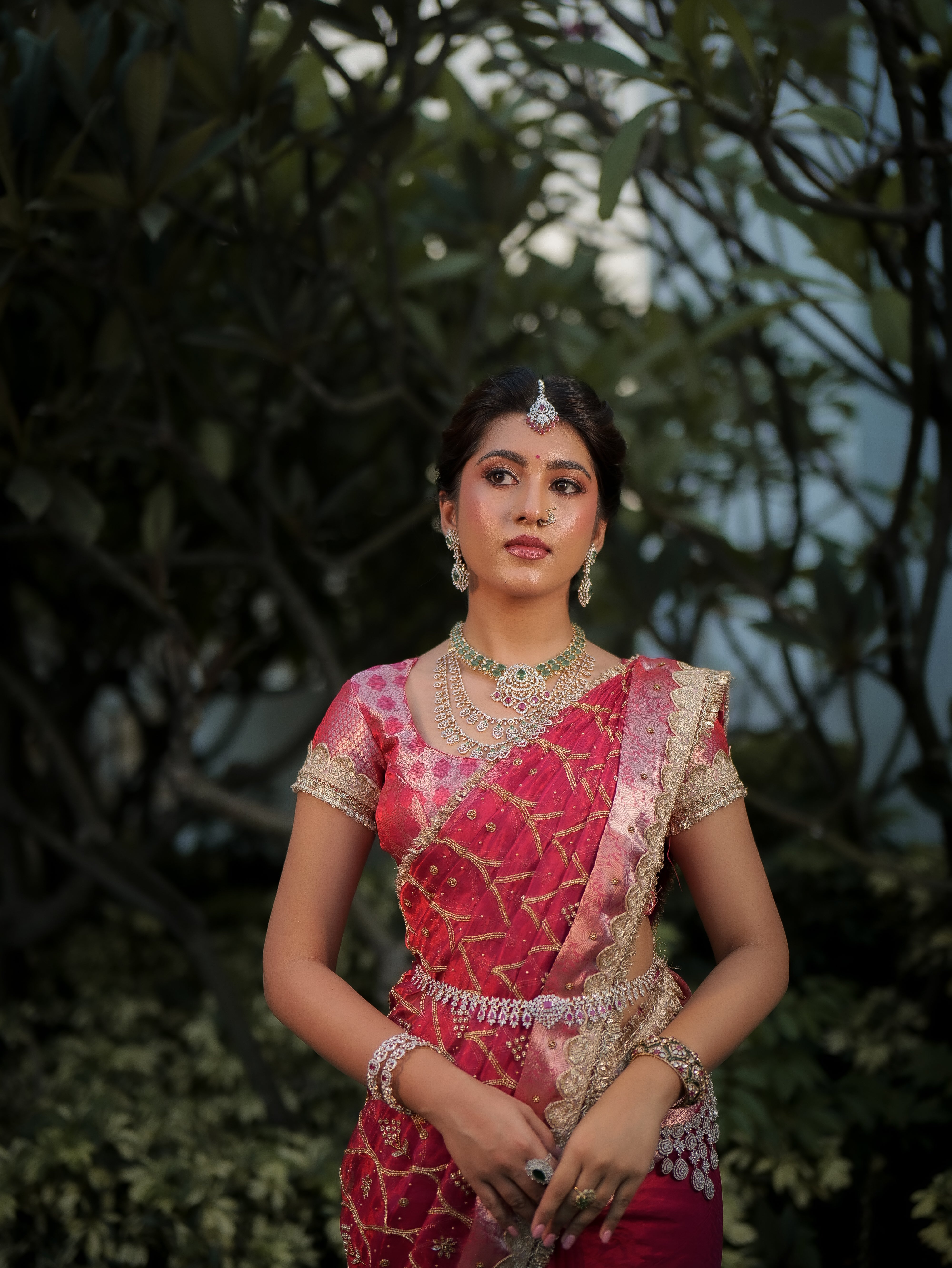 Anika's Banarasi Tissue silk saree-Rani Pink