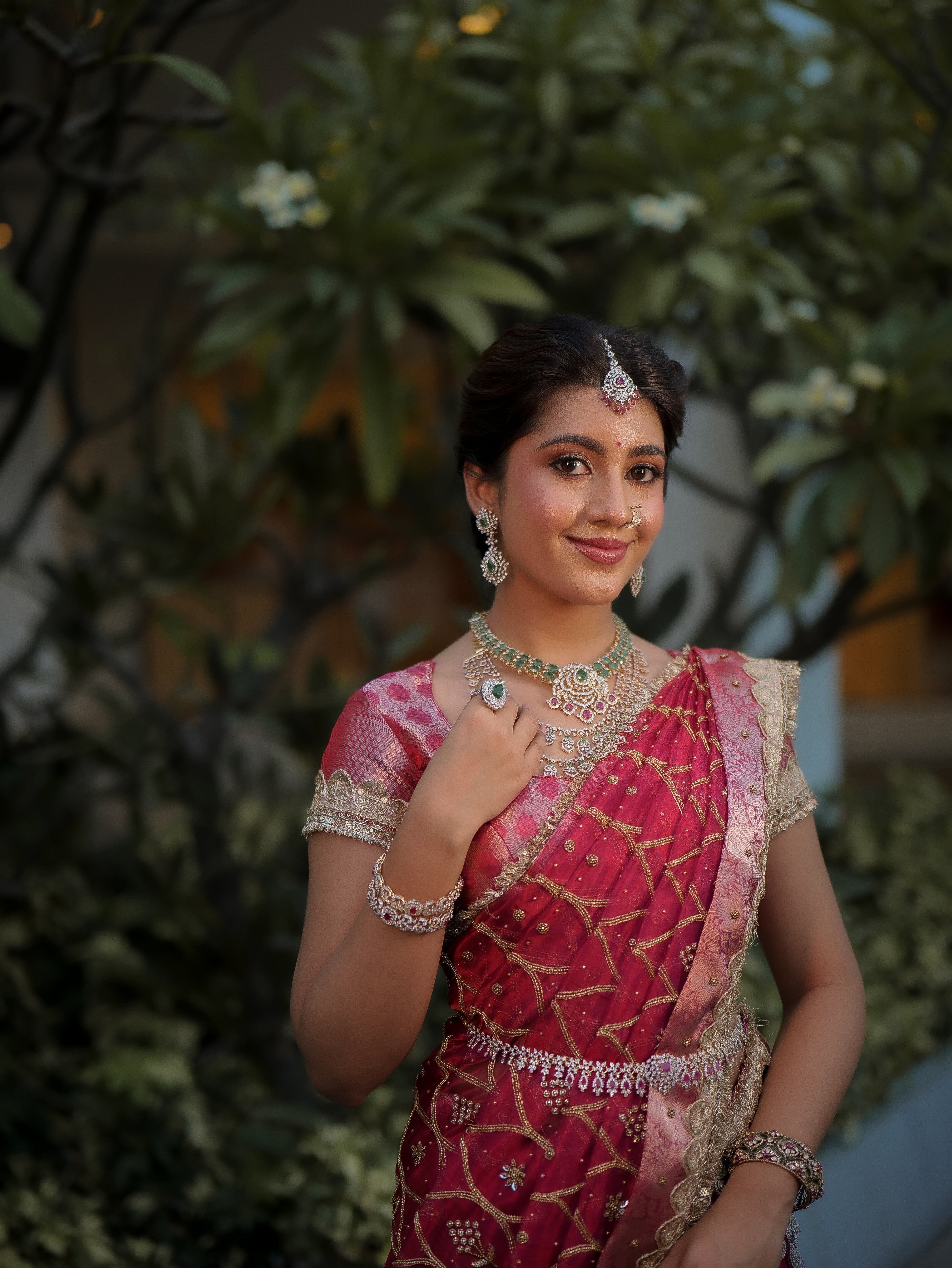 Anika's Banarasi Tissue silk saree-Rani Pink