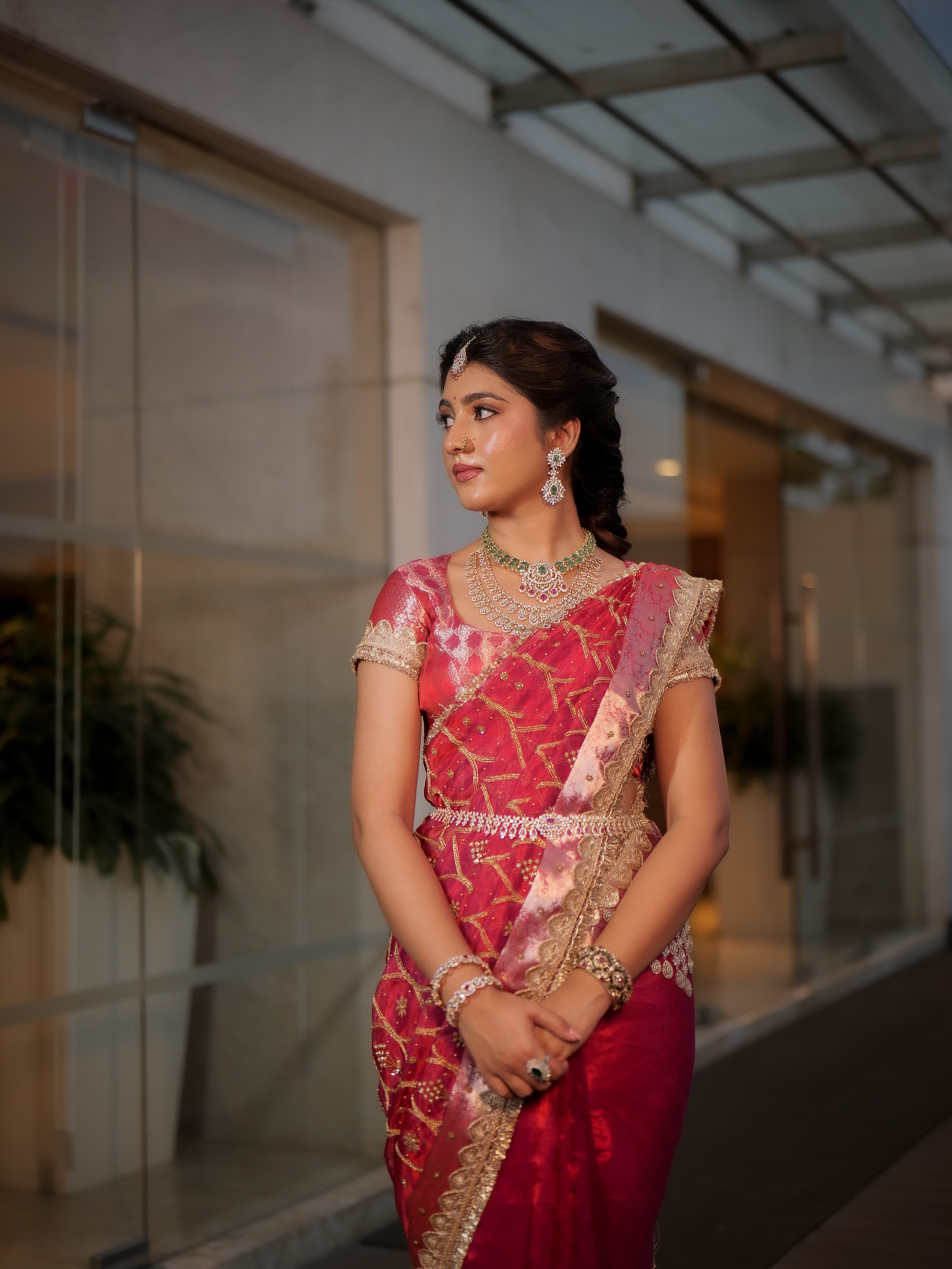 Anika's Banarasi Tissue silk saree-Rani Pink