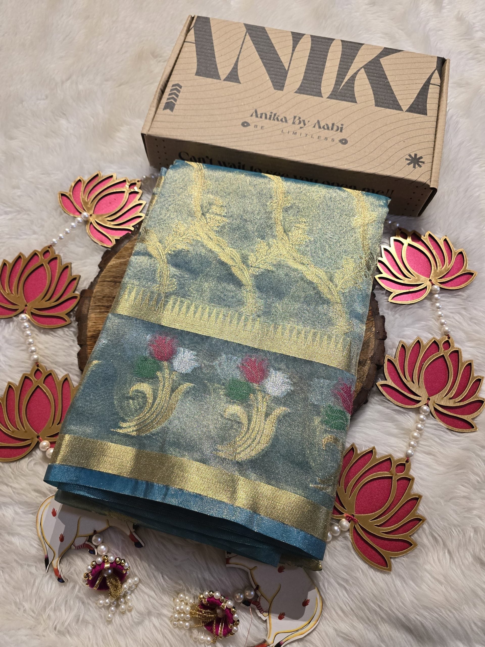 RADHI FLORA-RAMA METALLIC BLUE SAREE