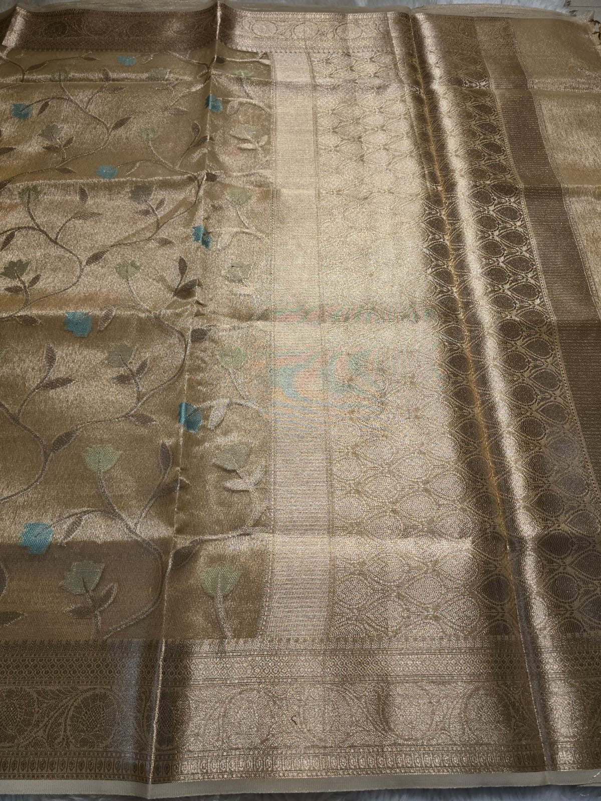 OREGANO - FLORAL PASTEL BEIGE GOLD SAREE