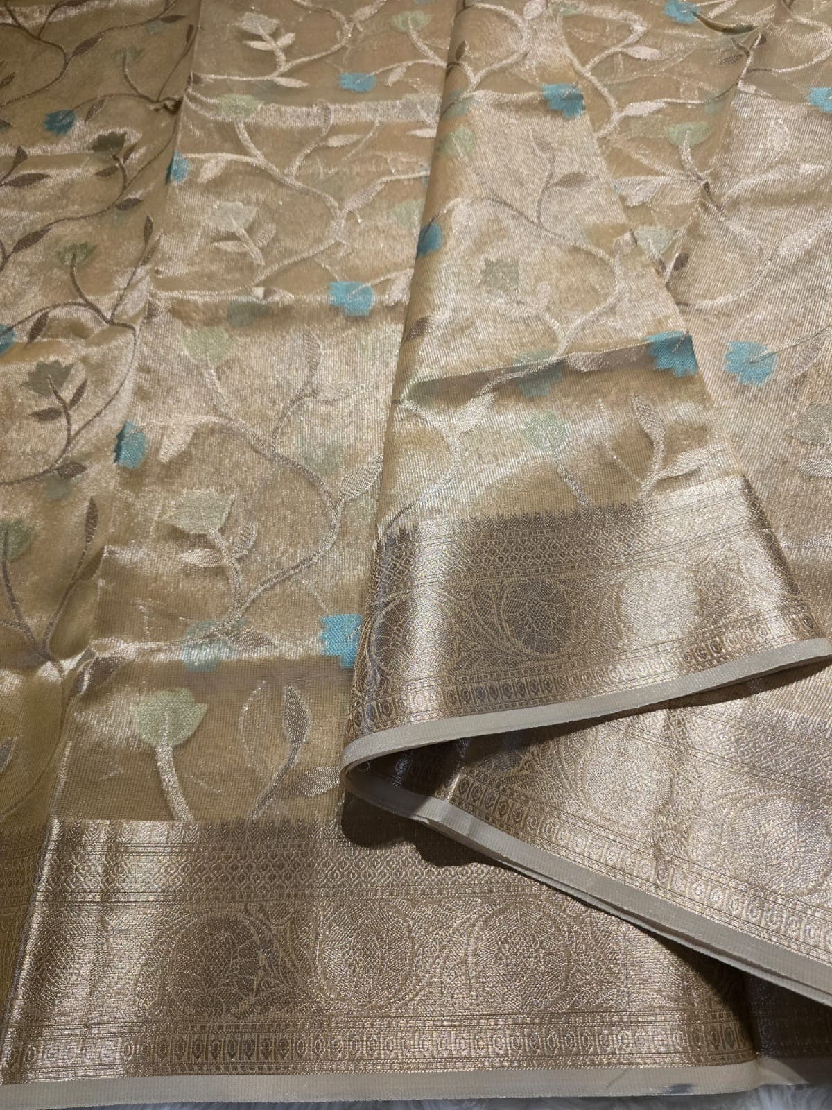OREGANO - FLORAL PASTEL BEIGE GOLD SAREE