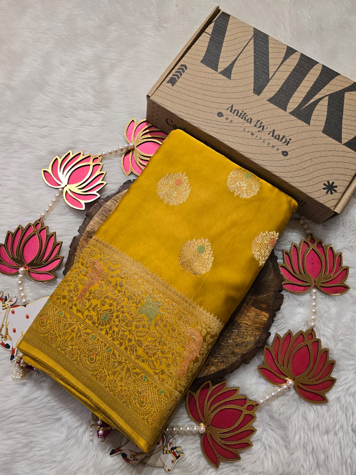 MUSHRO-YELLOW SAREE