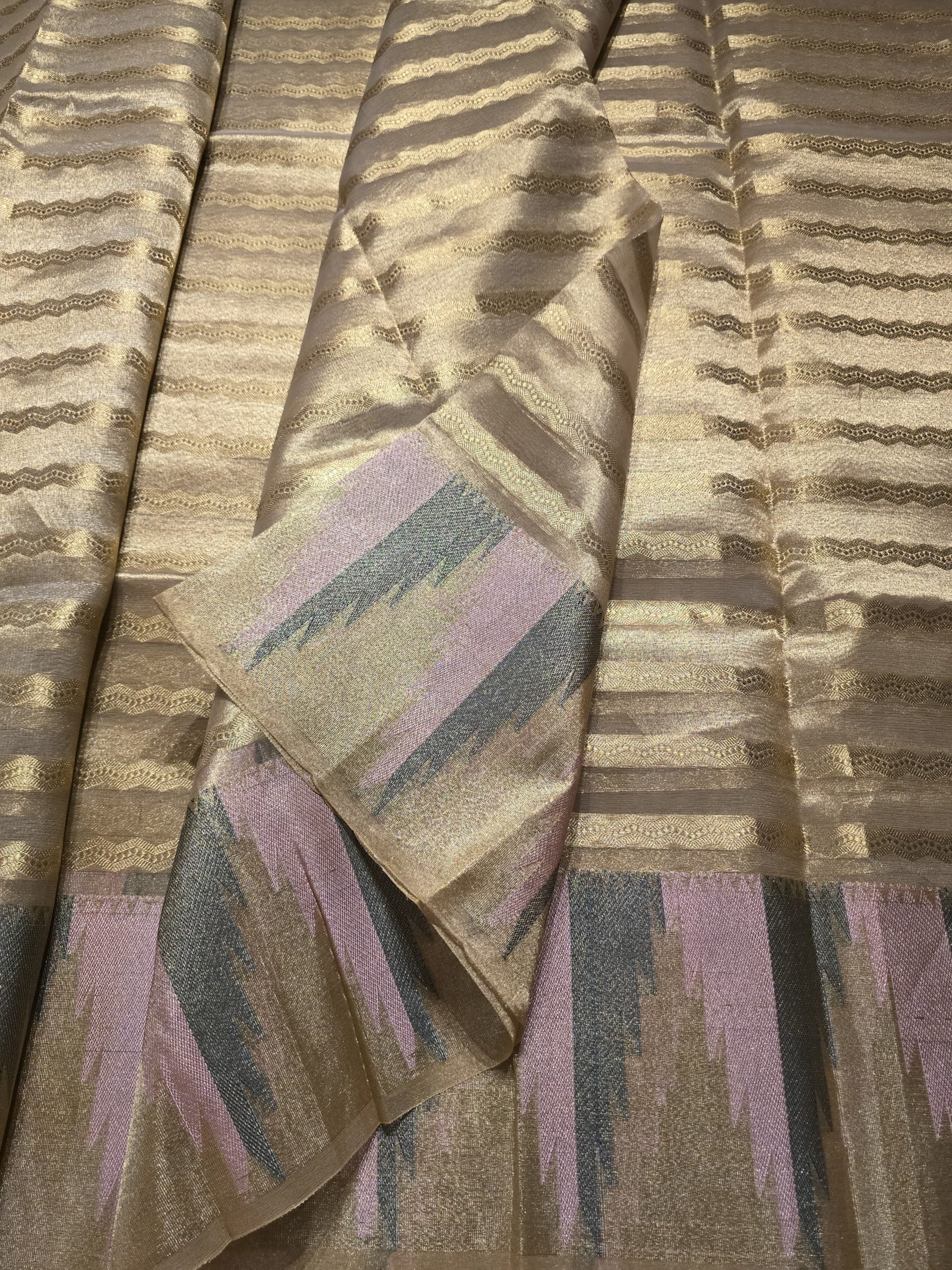 OREGANO-ANTIQUE GOLD TEMPLE SAREE