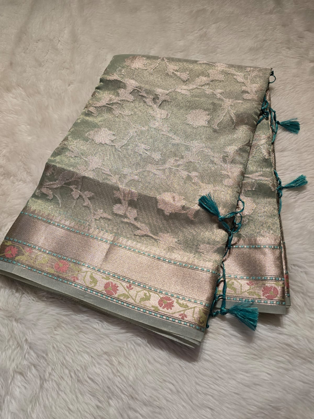 OREGANO -PASTEL TEAL SAREE