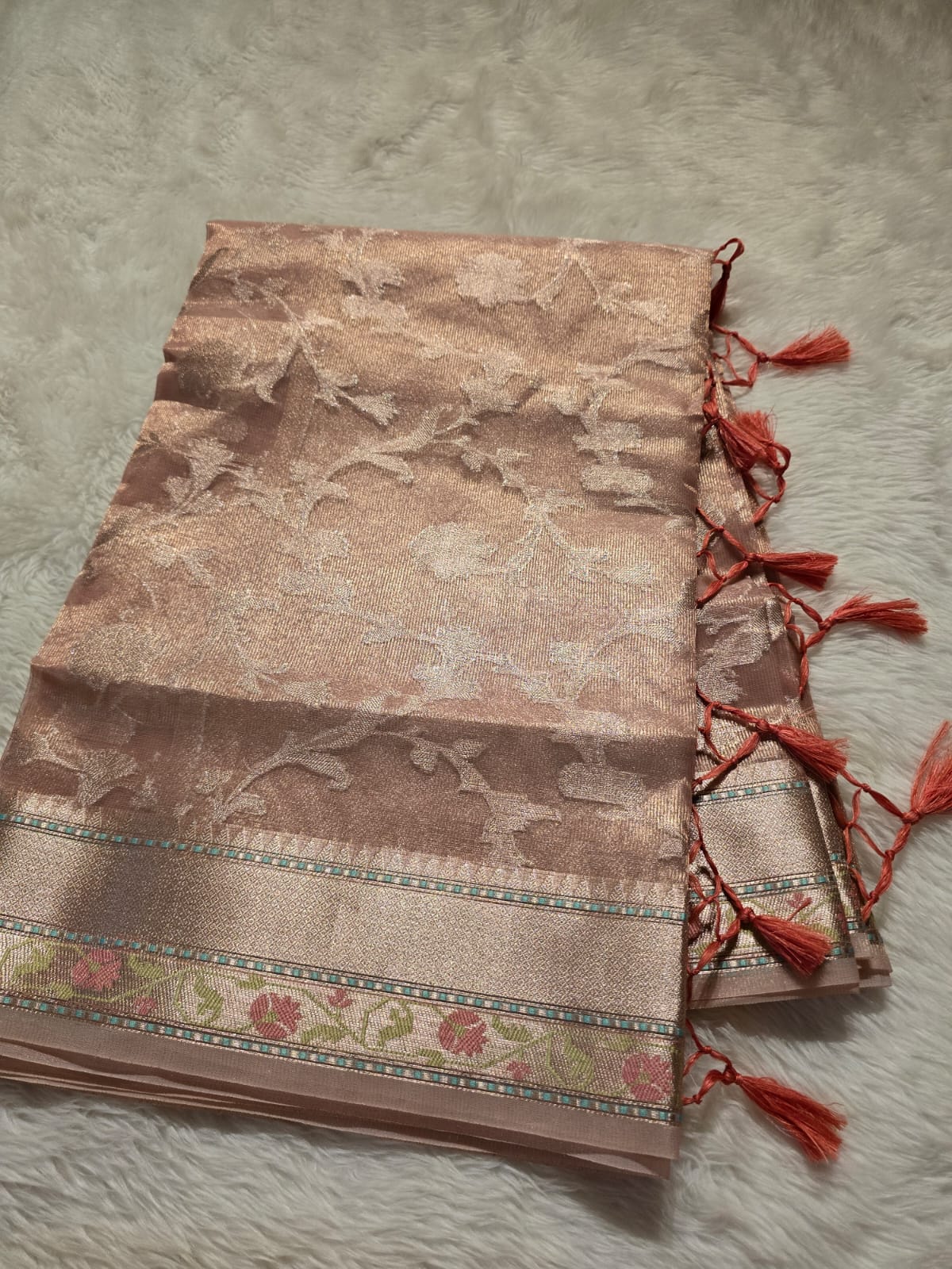 OREGANO-PASTEL PEACH PINK SAREE