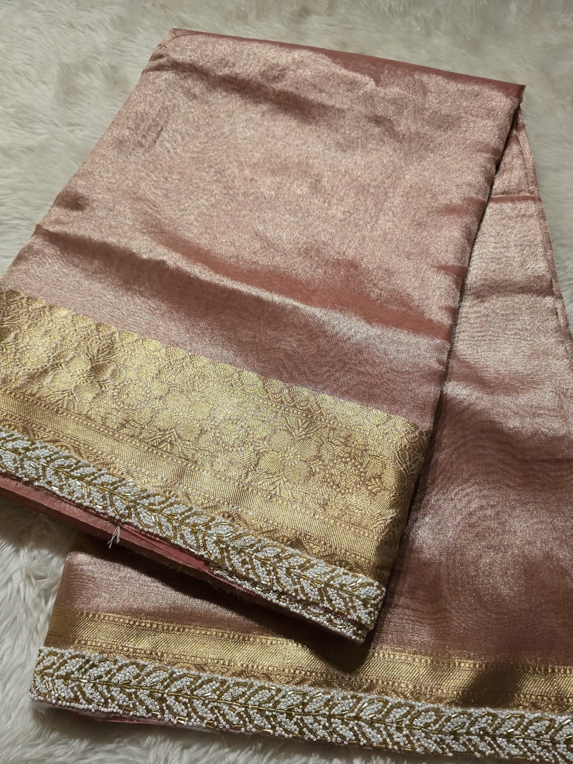 TISSUE BEATS-PASTEL PEACH SAREE