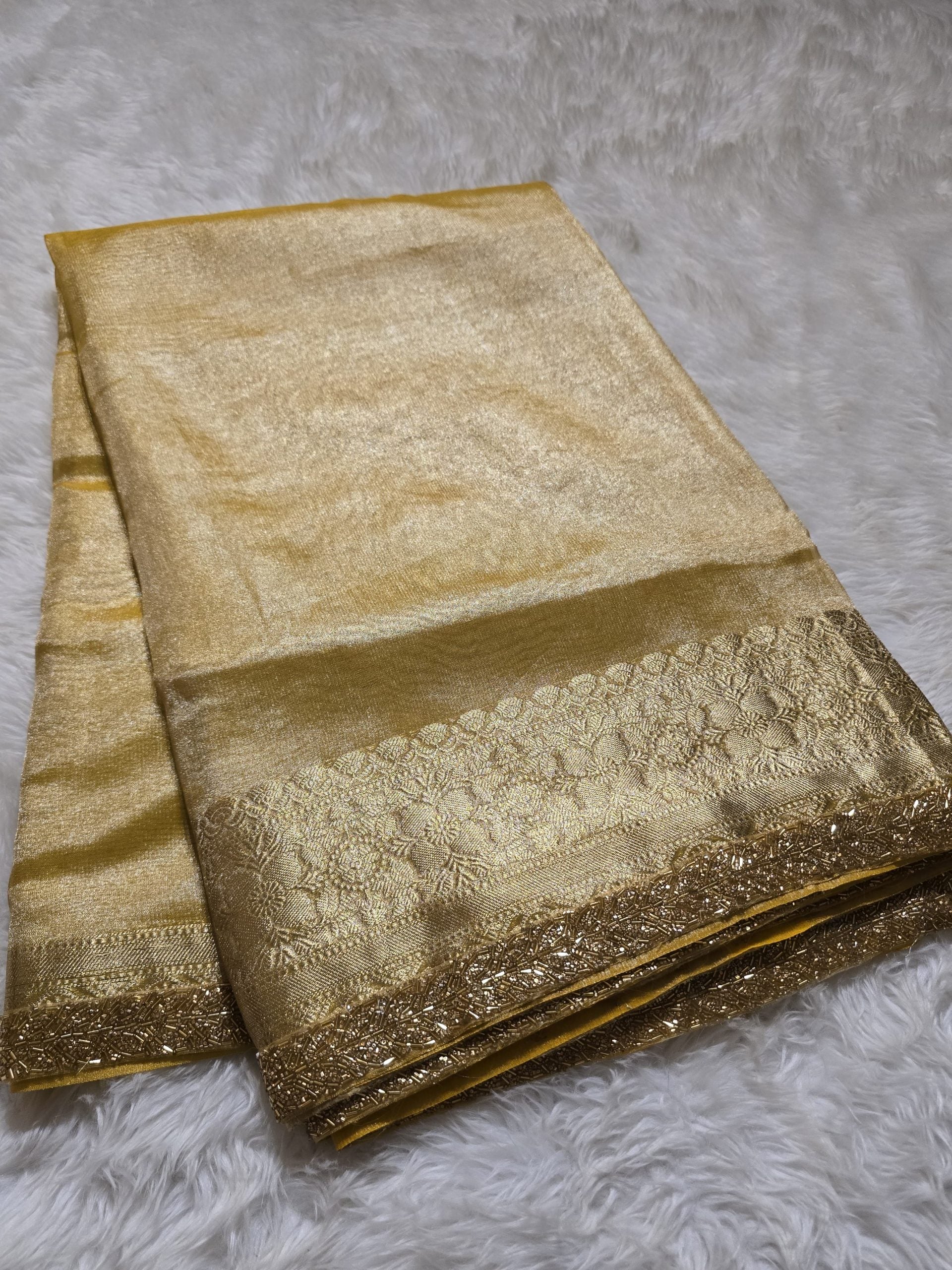 TISSUE BEATS-ROYAL YELLOW SAREE