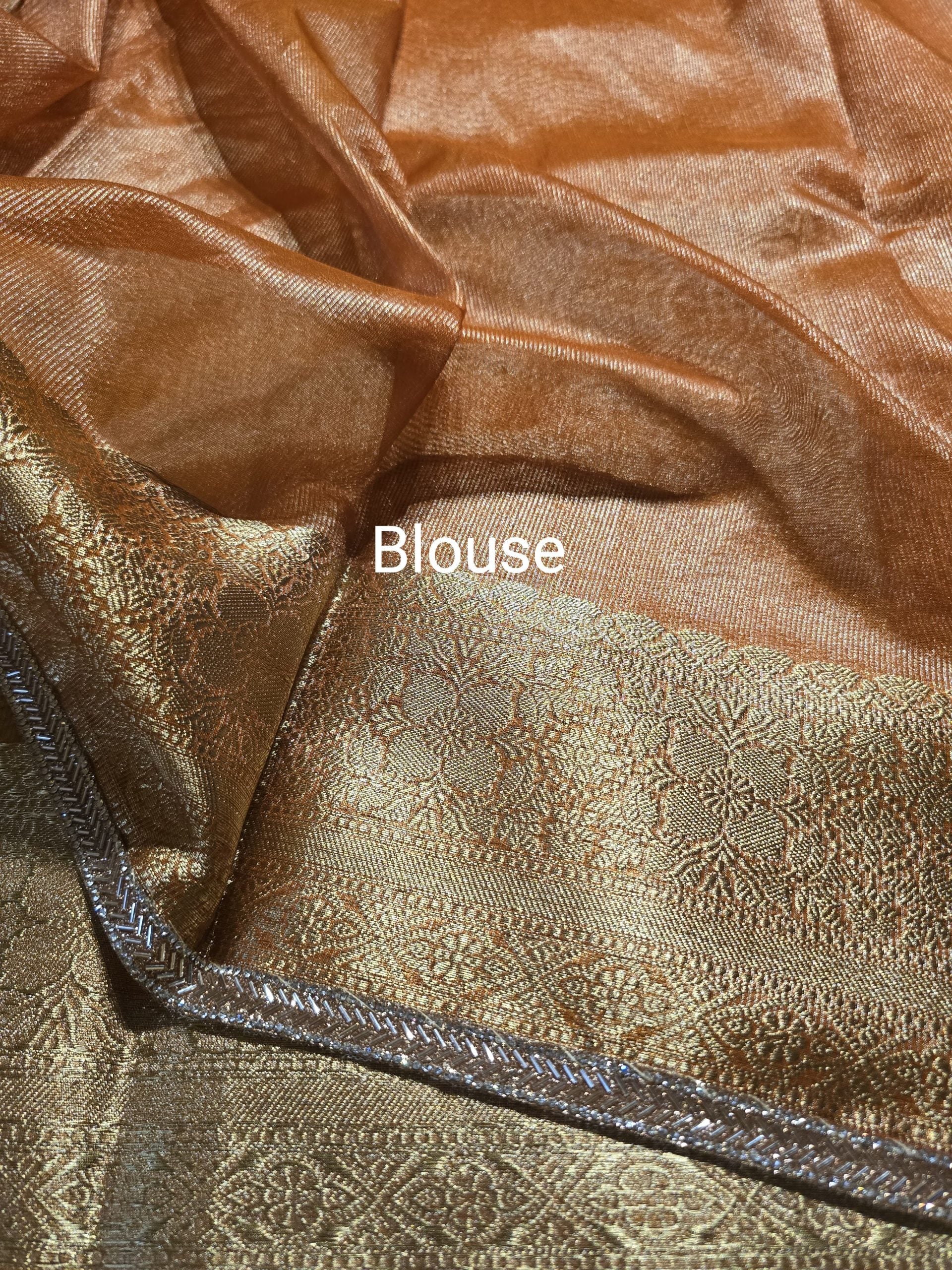 TISSUE LACE-ORANGE SAREE
