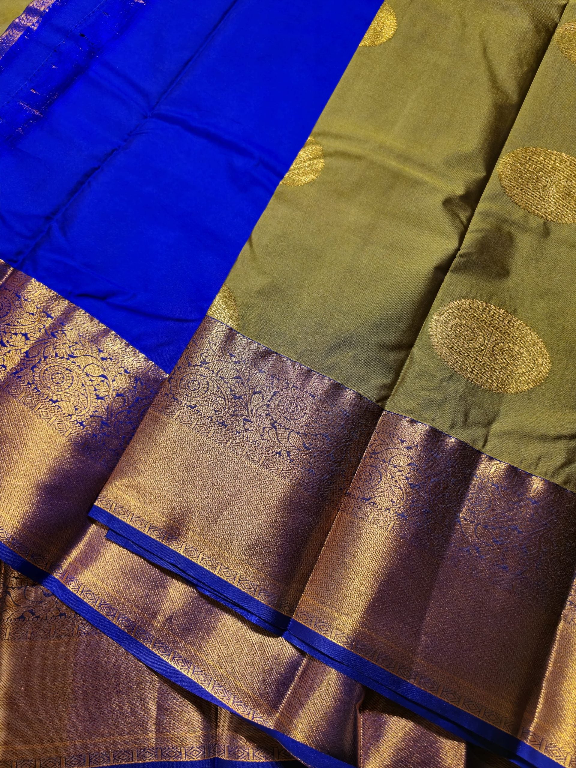 VARAMAHA LAKSHMI SPECIAL-OLIVE GREEN WITH VIOLET SAREE