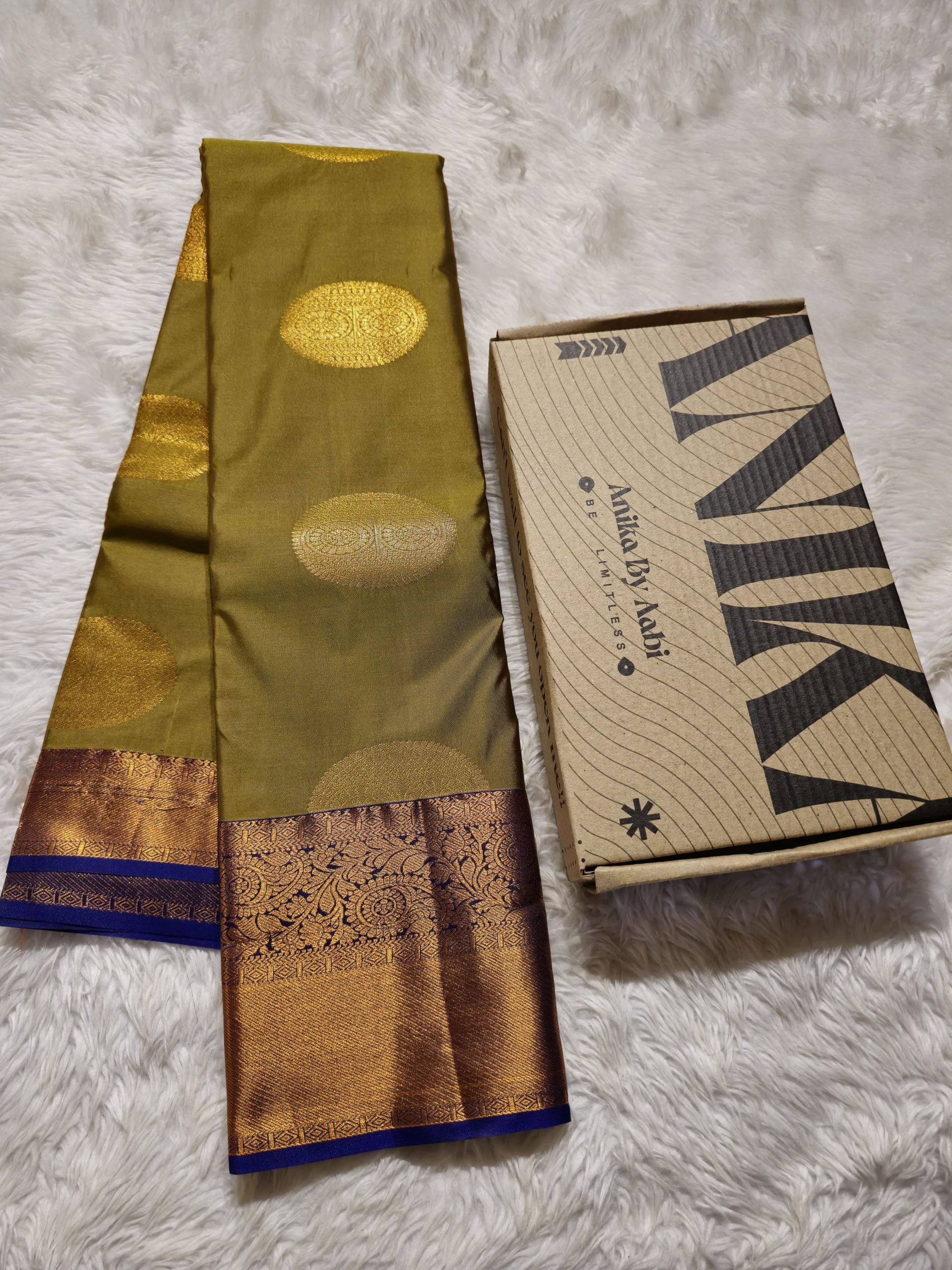 VARAMAHA LAKSHMI SPECIAL-OLIVE GREEN WITH VIOLET SAREE