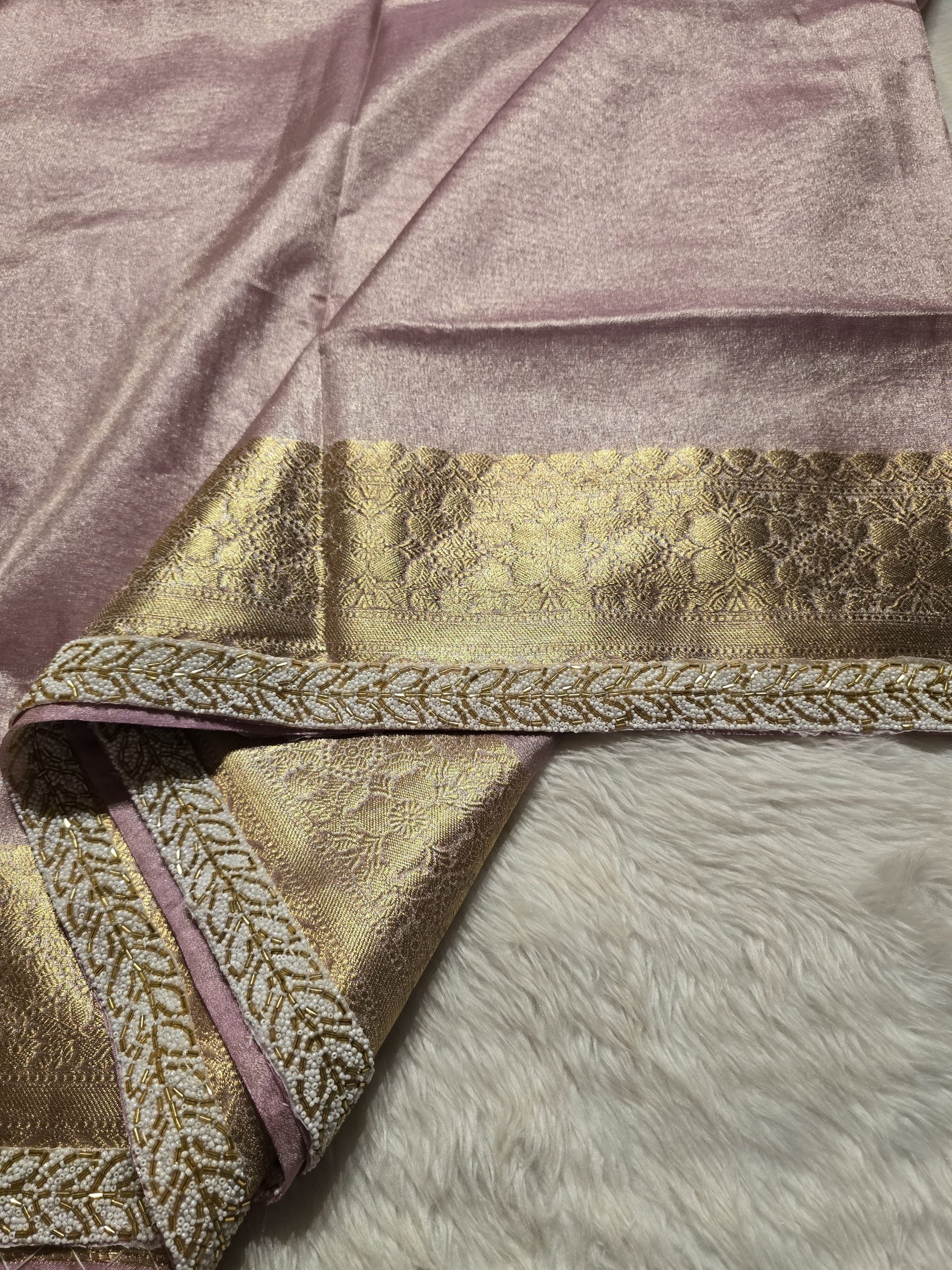 TISSUE BEATS-PASTEL LOTUS PINK SAREE