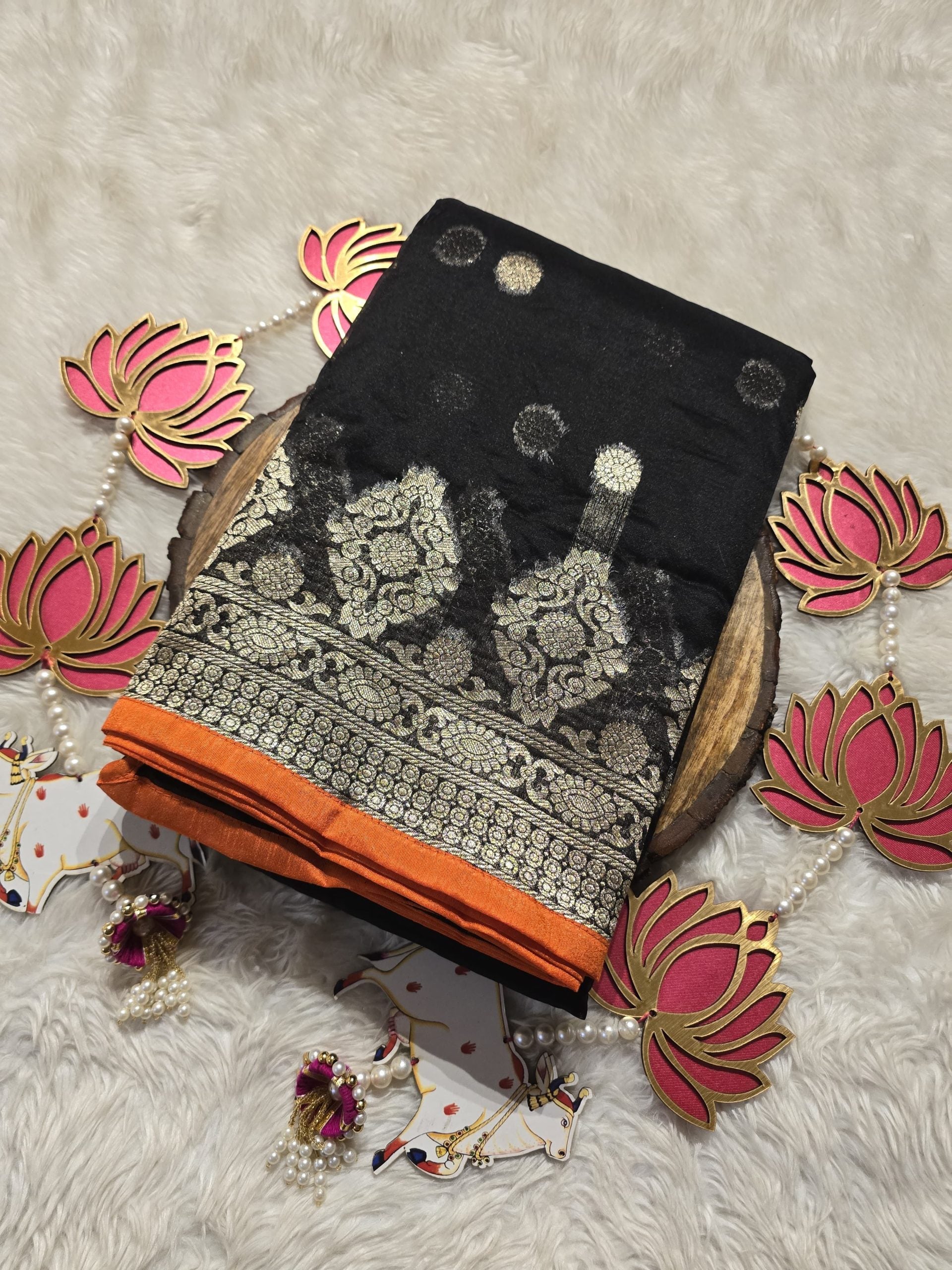 ORGANZA BLACK SAREE