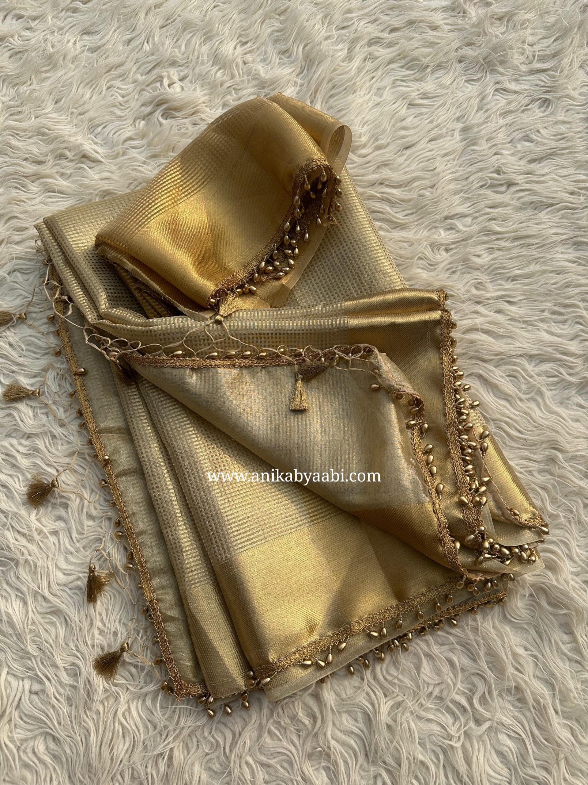 NAYAN-GOLD LACE SAREE