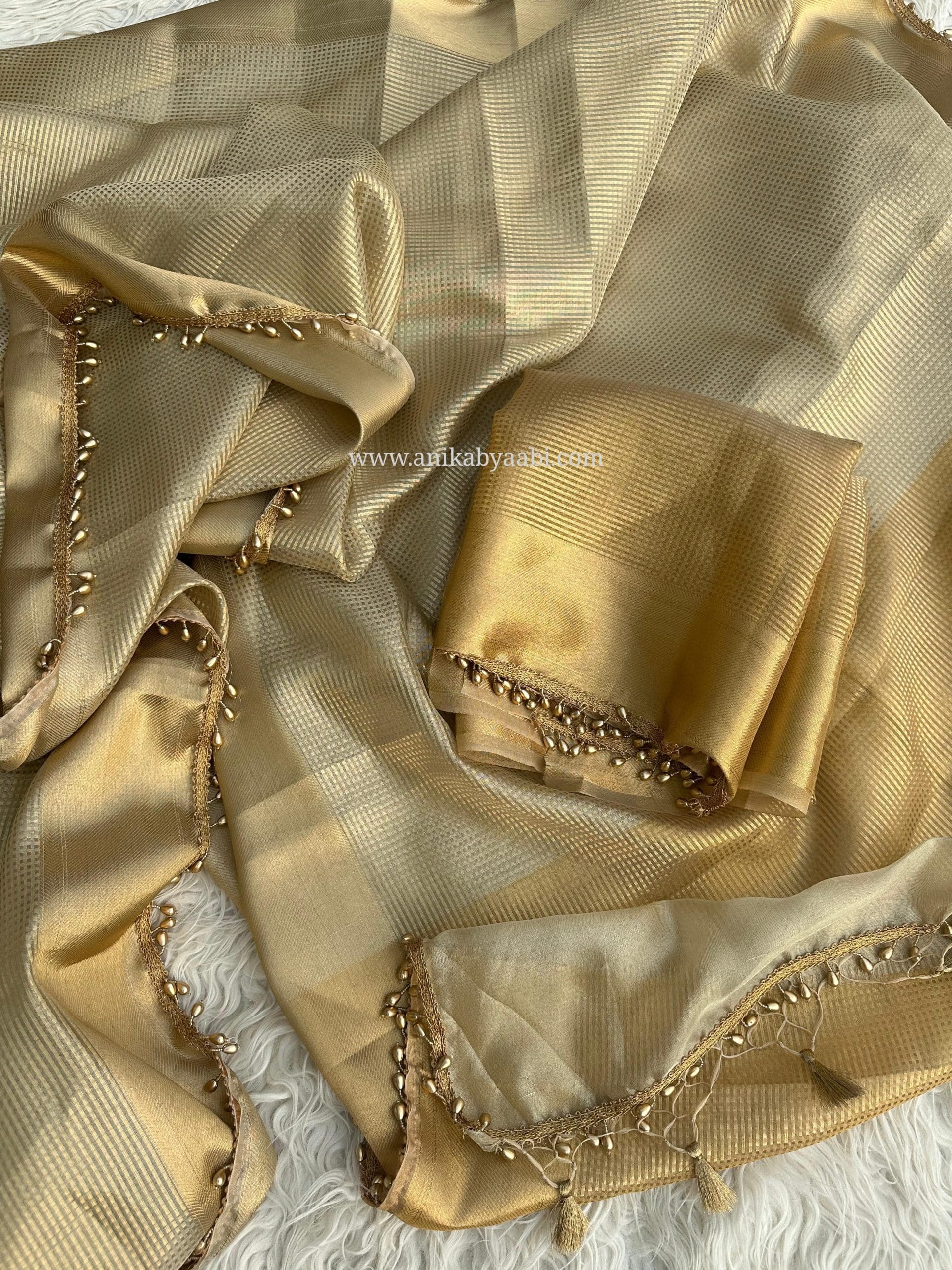 NAYAN-GOLD LACE SAREE