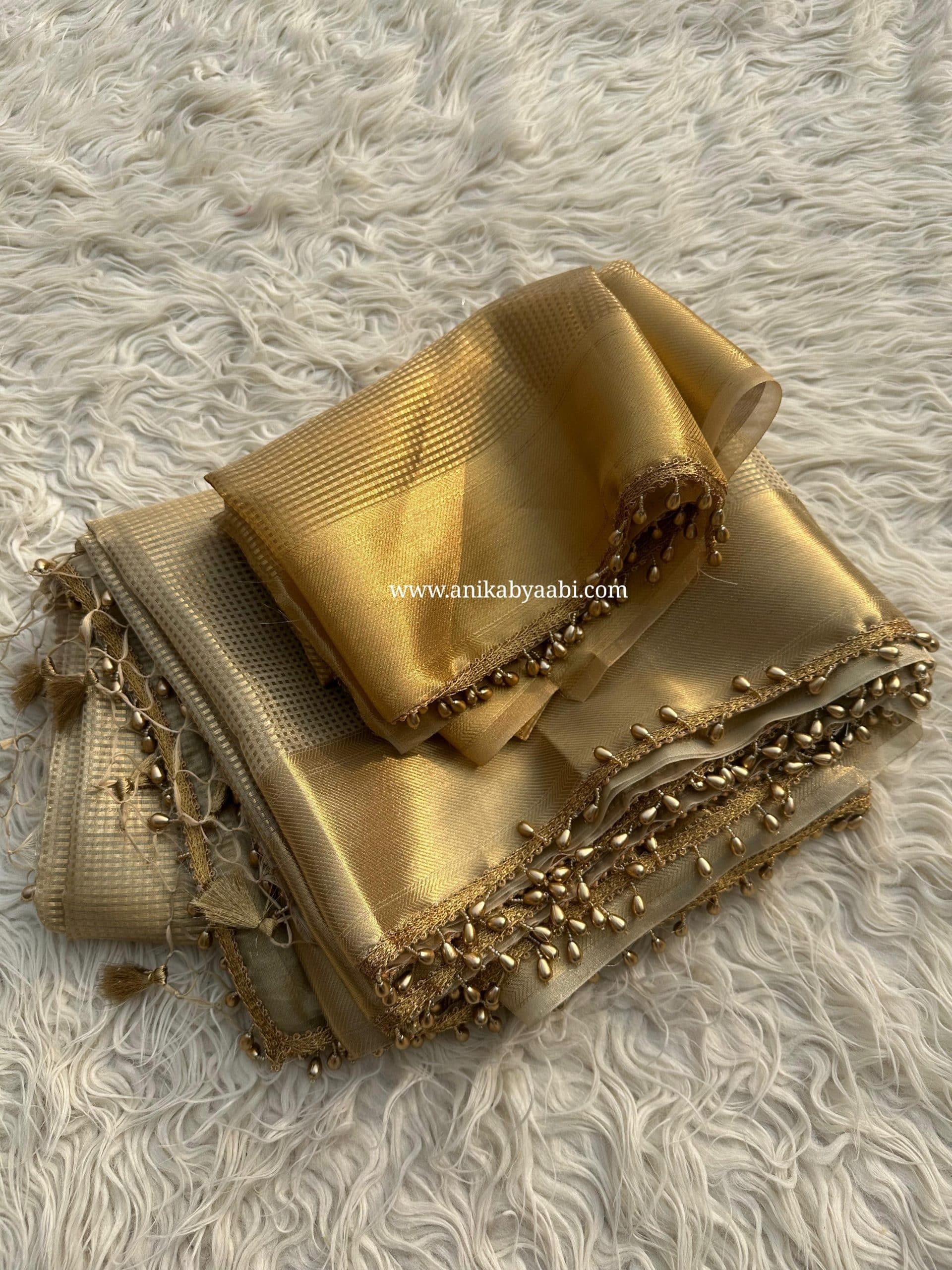 NAYAN-GOLD LACE SAREE