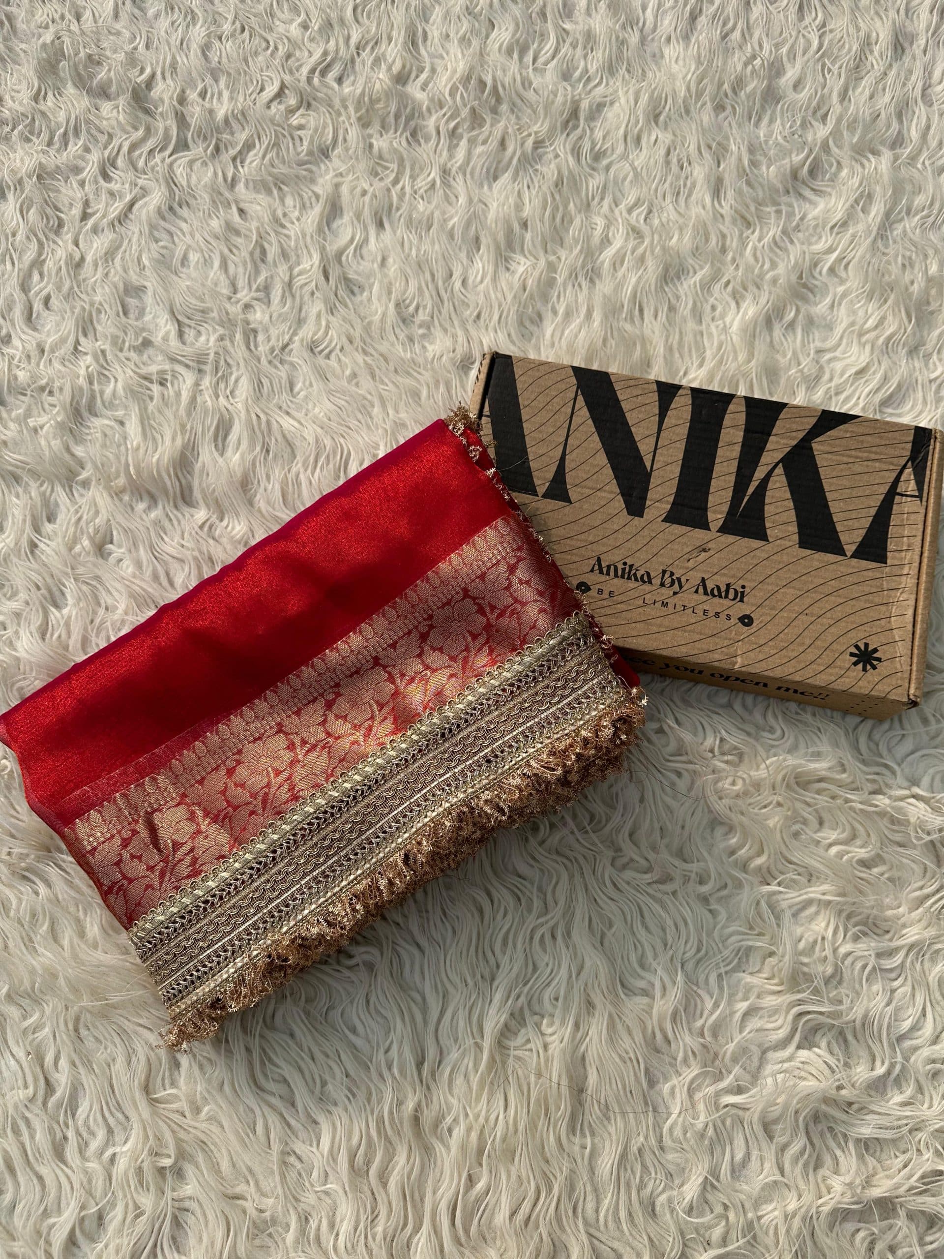 TISSUE LUXE-DARK PINKISH RED DUAL TONE SAREE