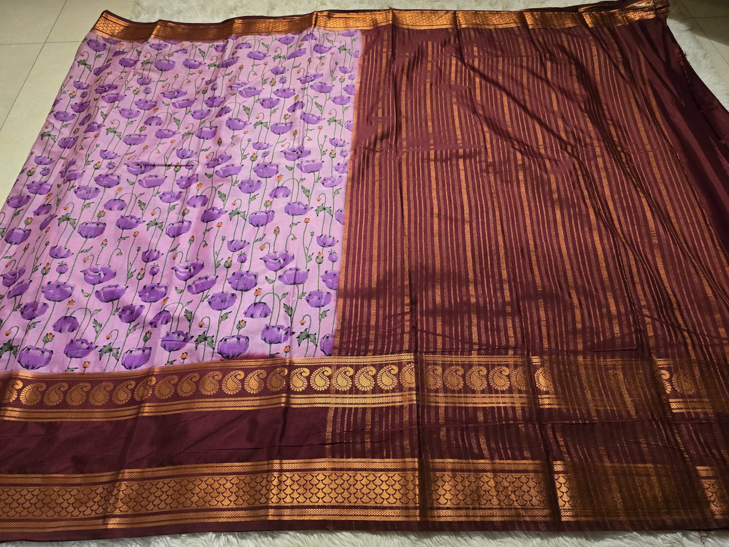 MYSORE FLORAL- DUAL TONE SAREE