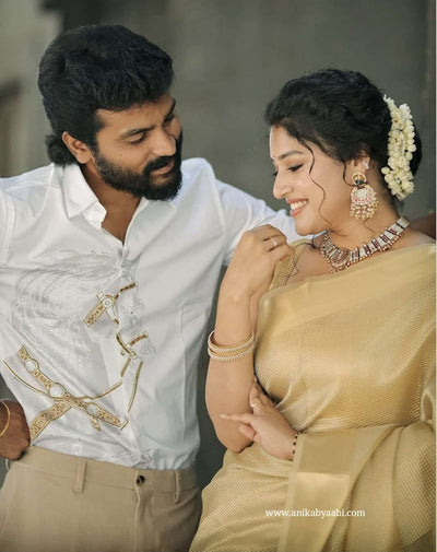 Podi Kattam Gold Tissue Silk Saree - Nayan