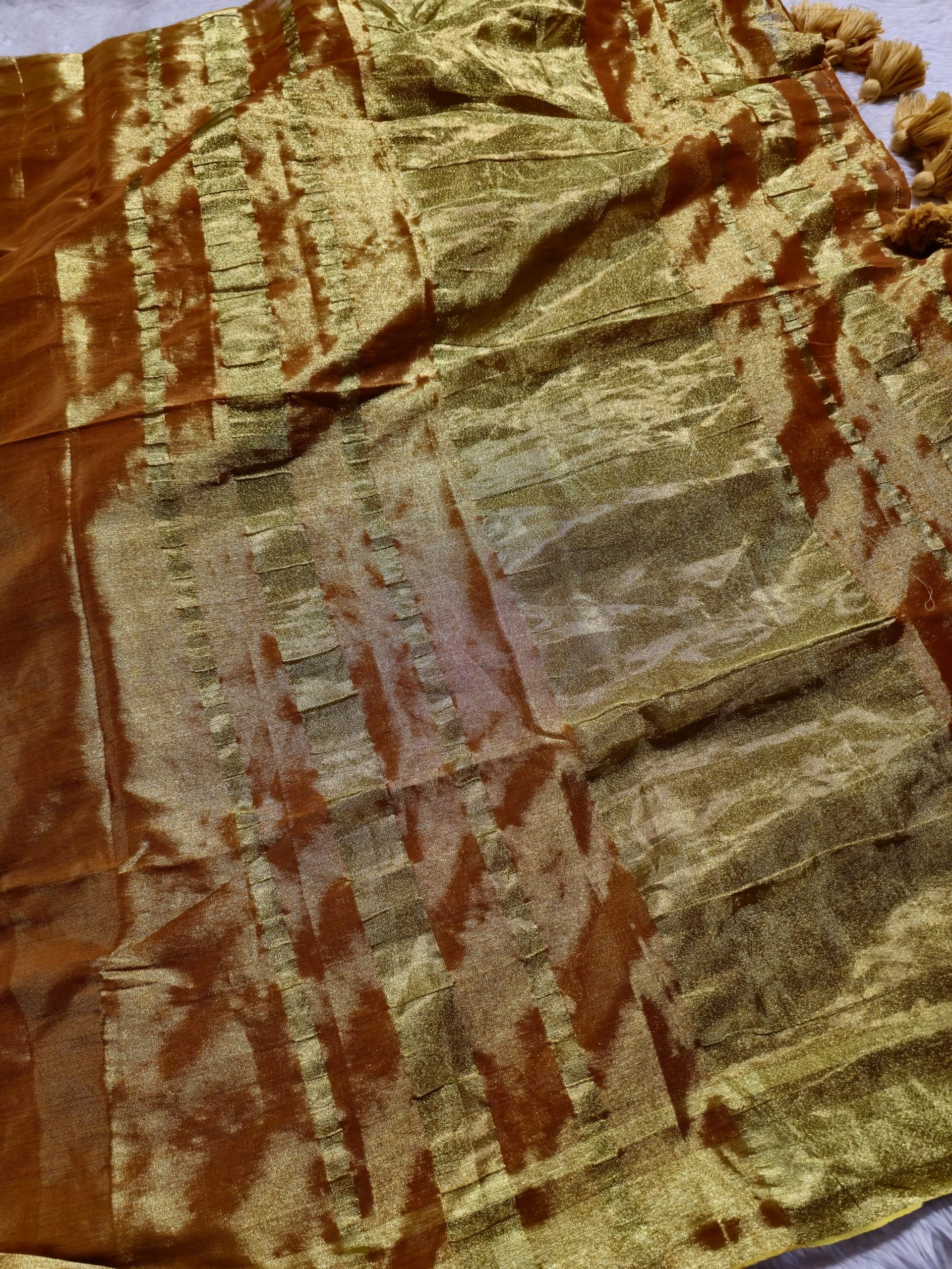 SHIKAR TISSUE-SHIMMER GOLD SAREE