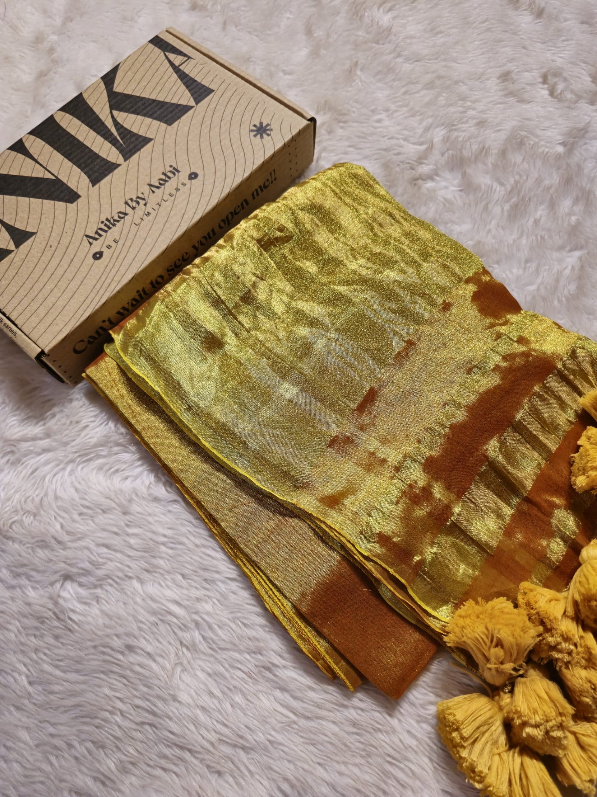 SHIKAR TISSUE-SHIMMER GOLD SAREE