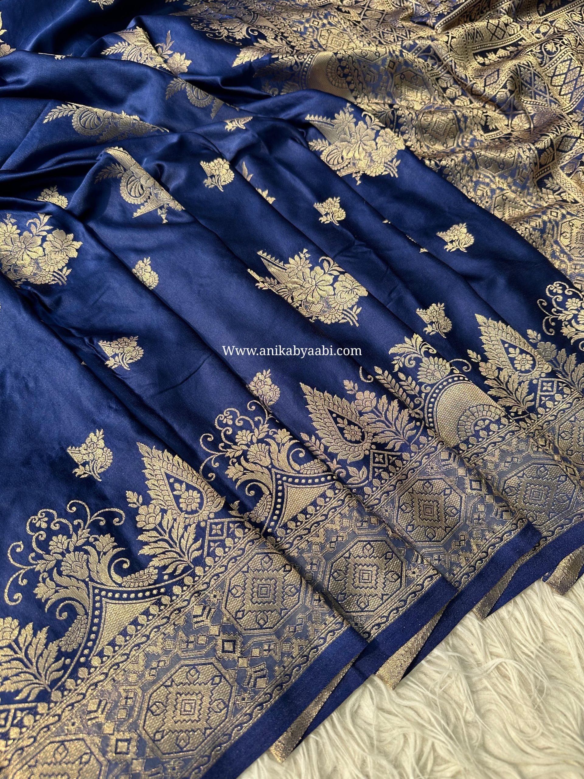 SATIN MUSHRO SAREE-MIDLIGHT BLUE