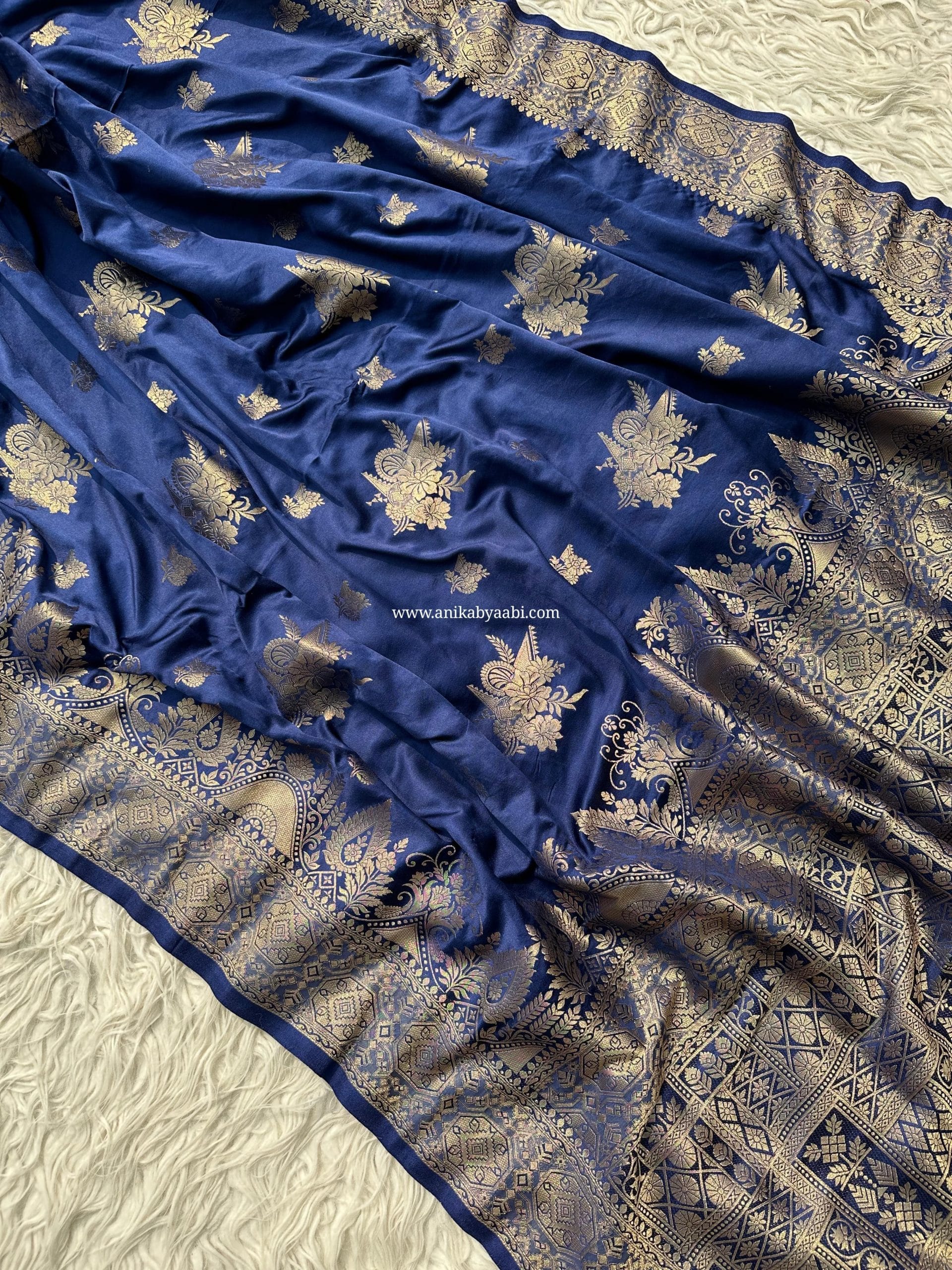 SATIN MUSHRO SAREE-MIDLIGHT BLUE