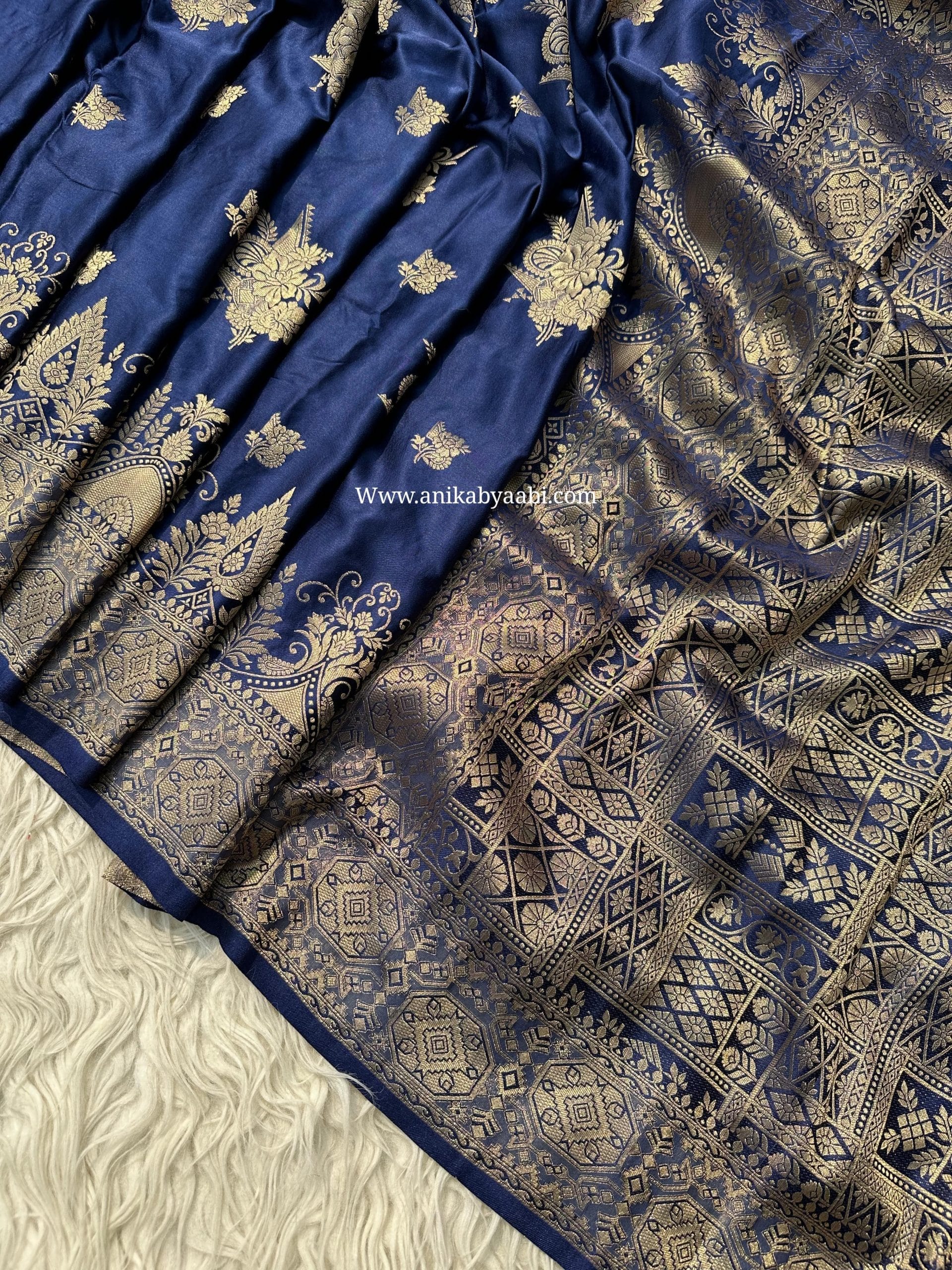 SATIN MUSHRO SAREE-MIDLIGHT BLUE