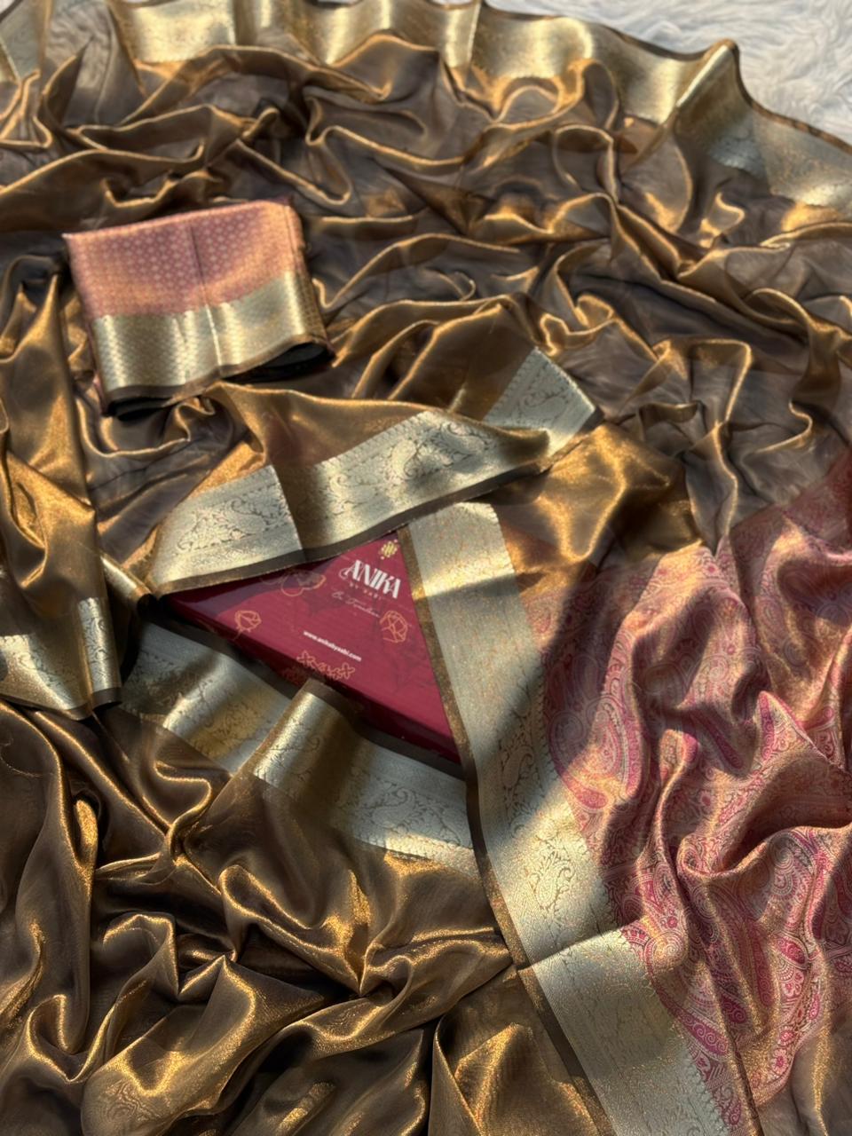 Anika's Bronze Tissue Silk Saree-BTS18