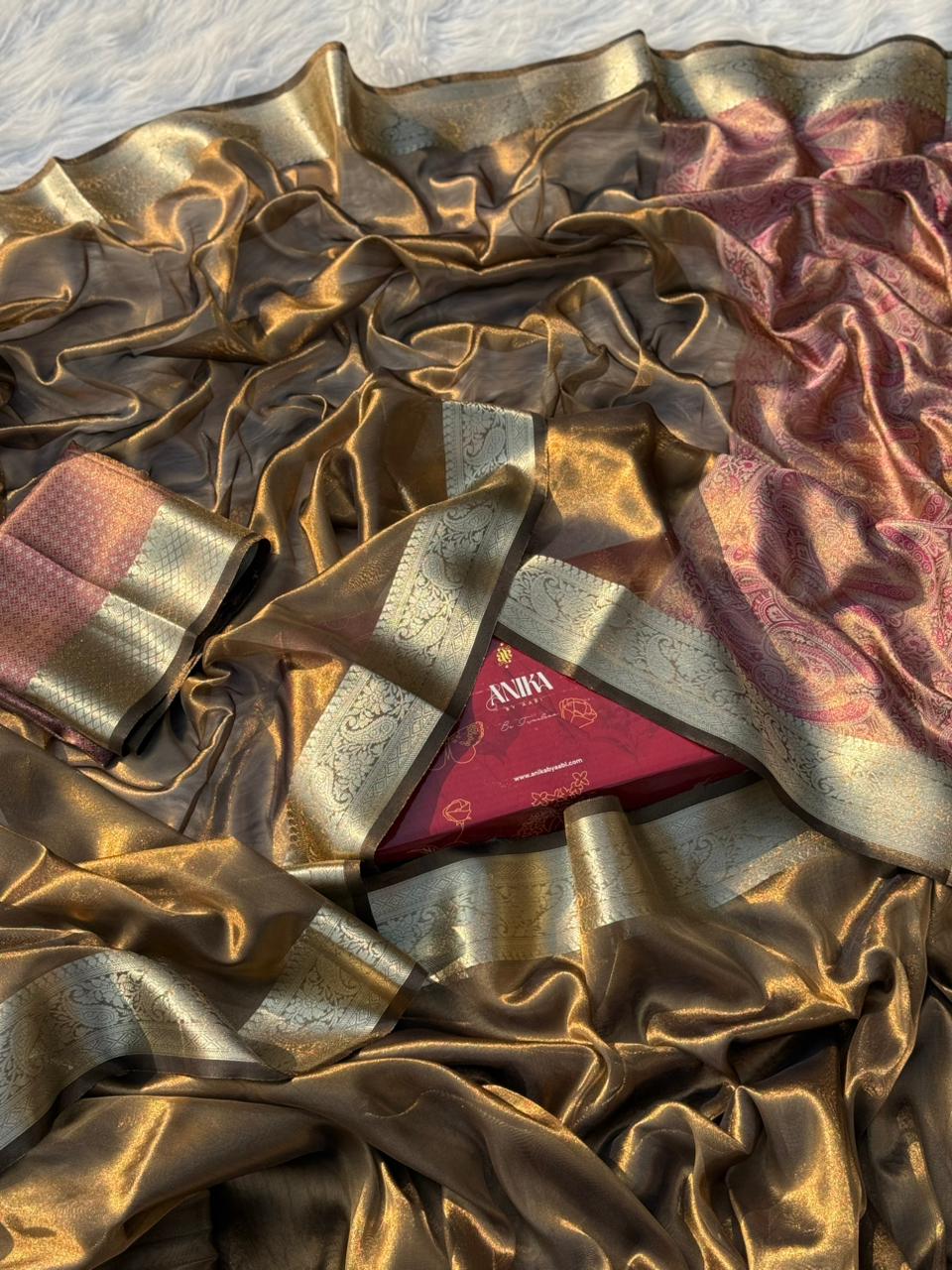 Anika's Bronze Tissue Silk Saree-BTS18