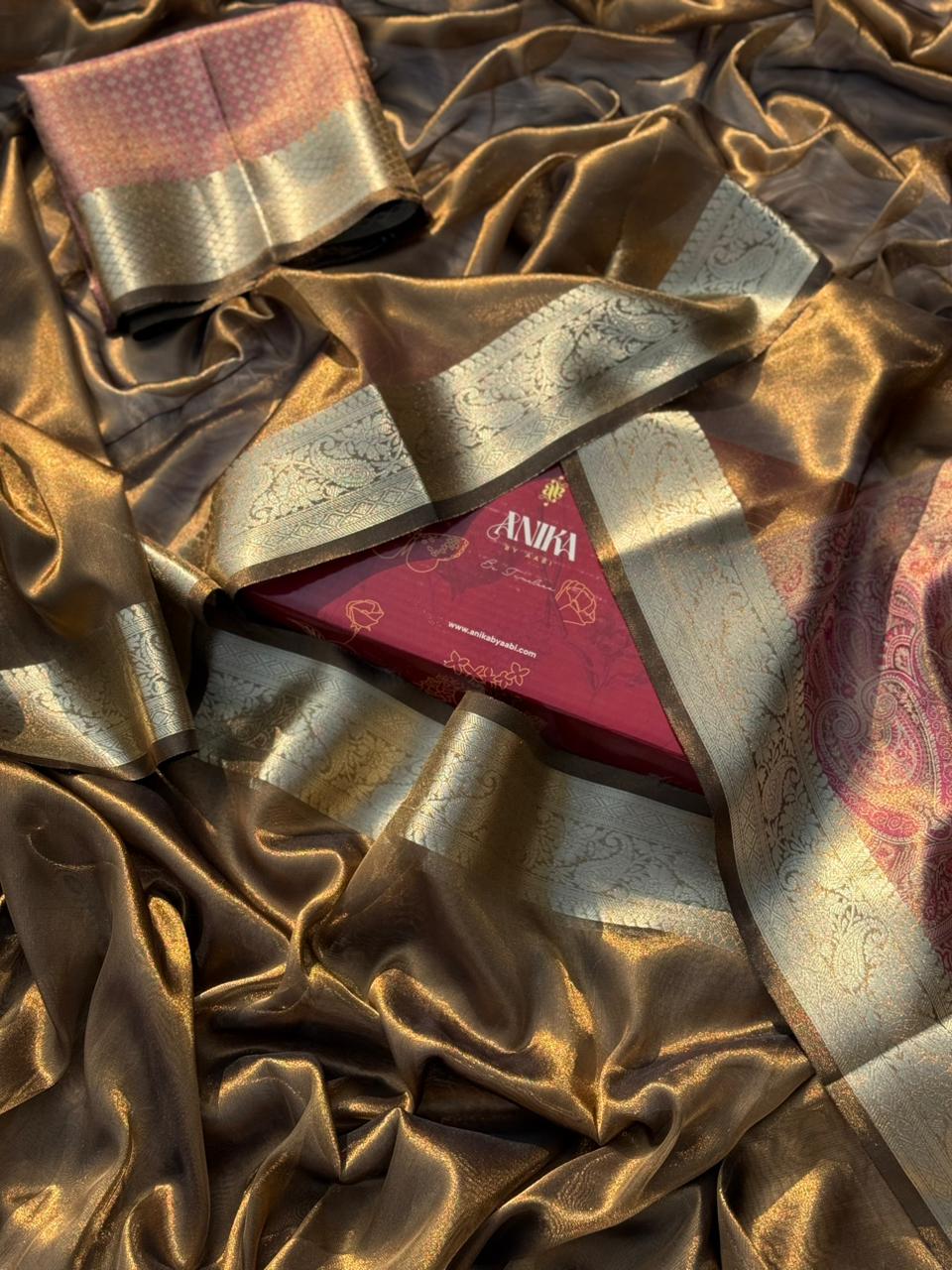 Anika's Bronze Tissue Silk Saree-BTS18