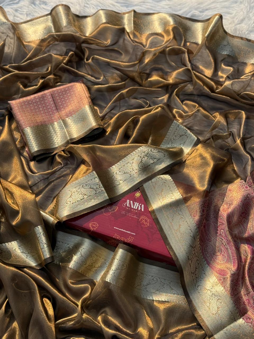 Anika's Bronze Tissue Silk Saree-BTS18
