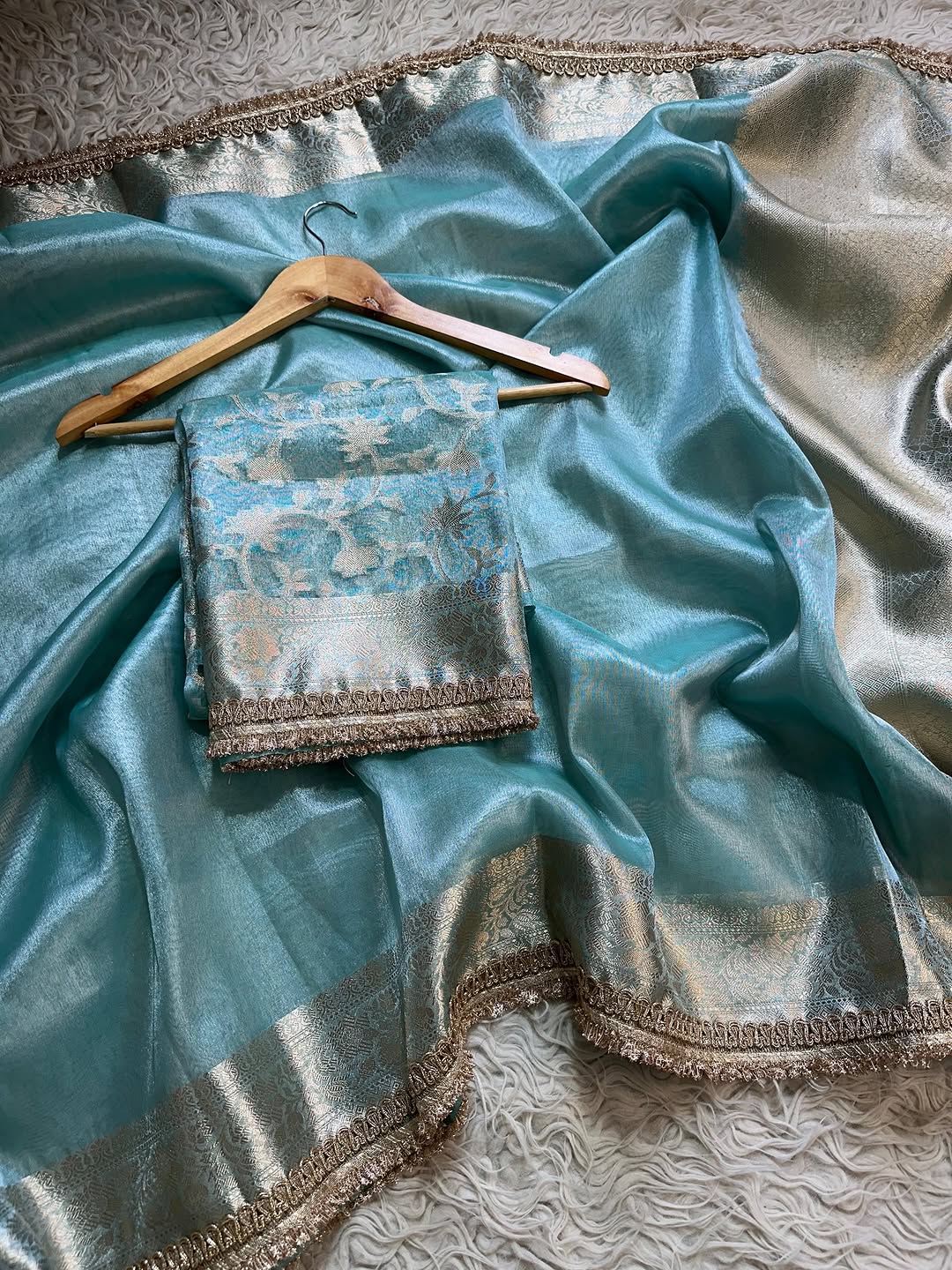 ANIKA'S BANARASI  SAREE-SKY BLUE