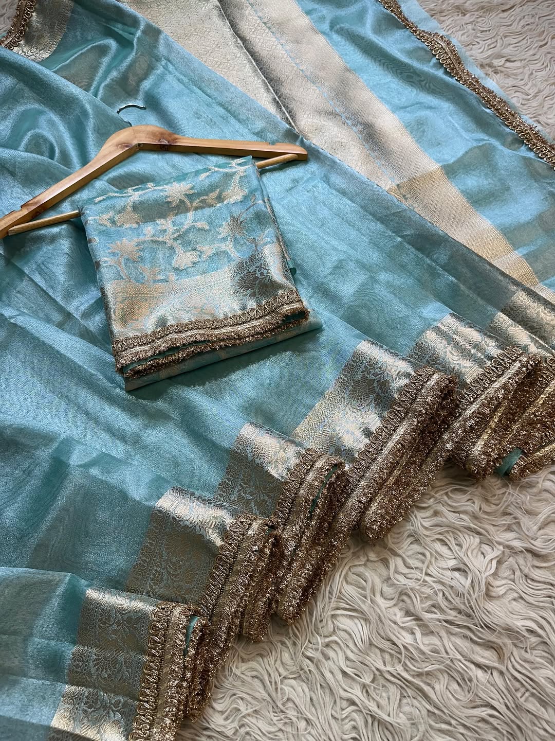 ANIKA'S BANARASI  SAREE-SKY BLUE