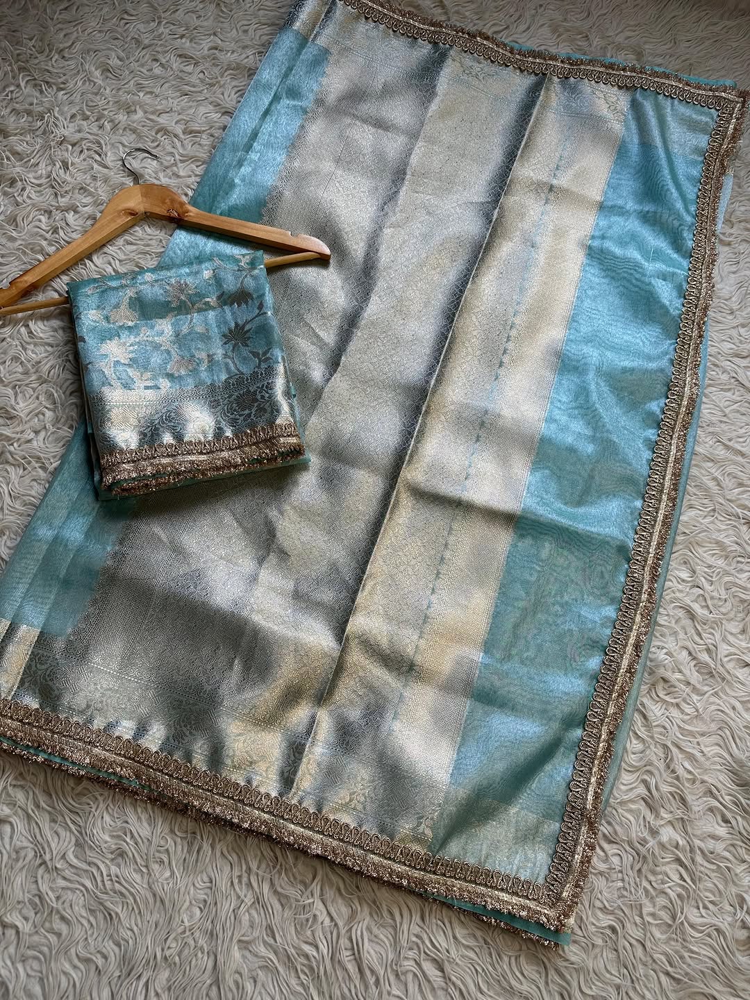 ANIKA'S BANARASI  SAREE-SKY BLUE