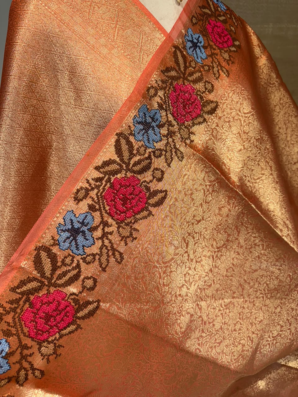 Anika’s Brocade Tissue silk saree with embroidery work - ABT02