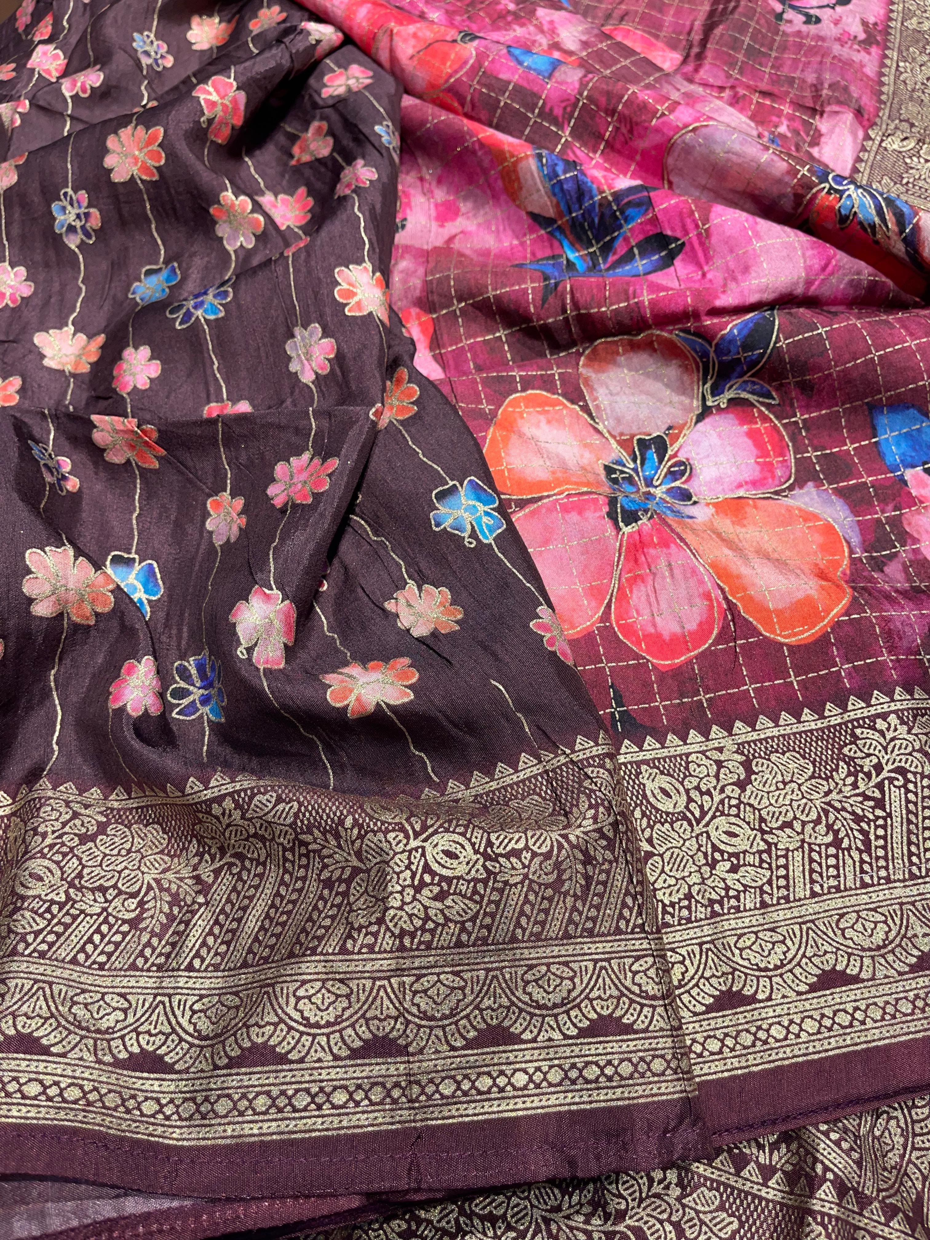 Anika's Semi Tussar Flora Saree-04