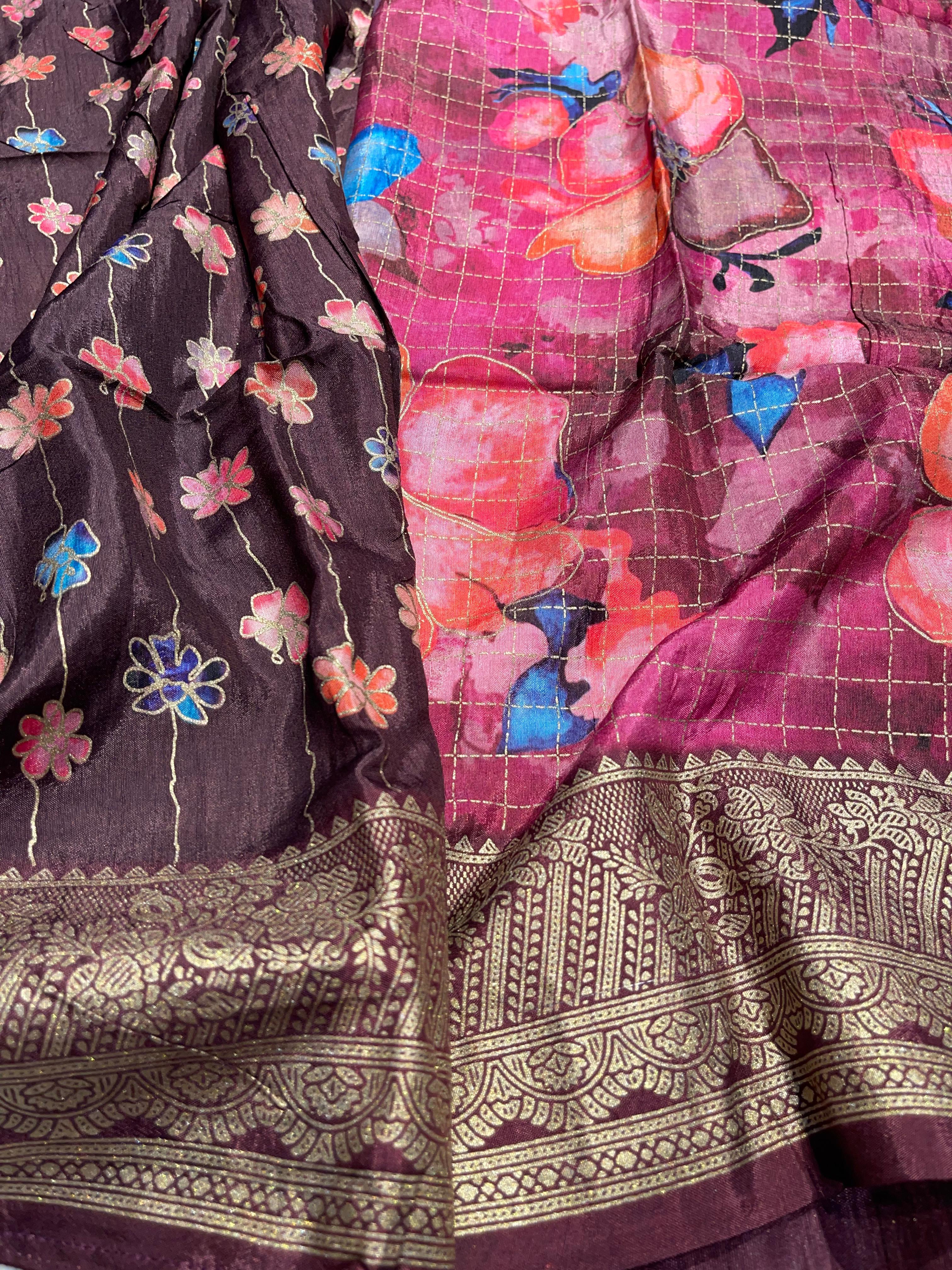 Anika's Semi Tussar Flora Saree-04