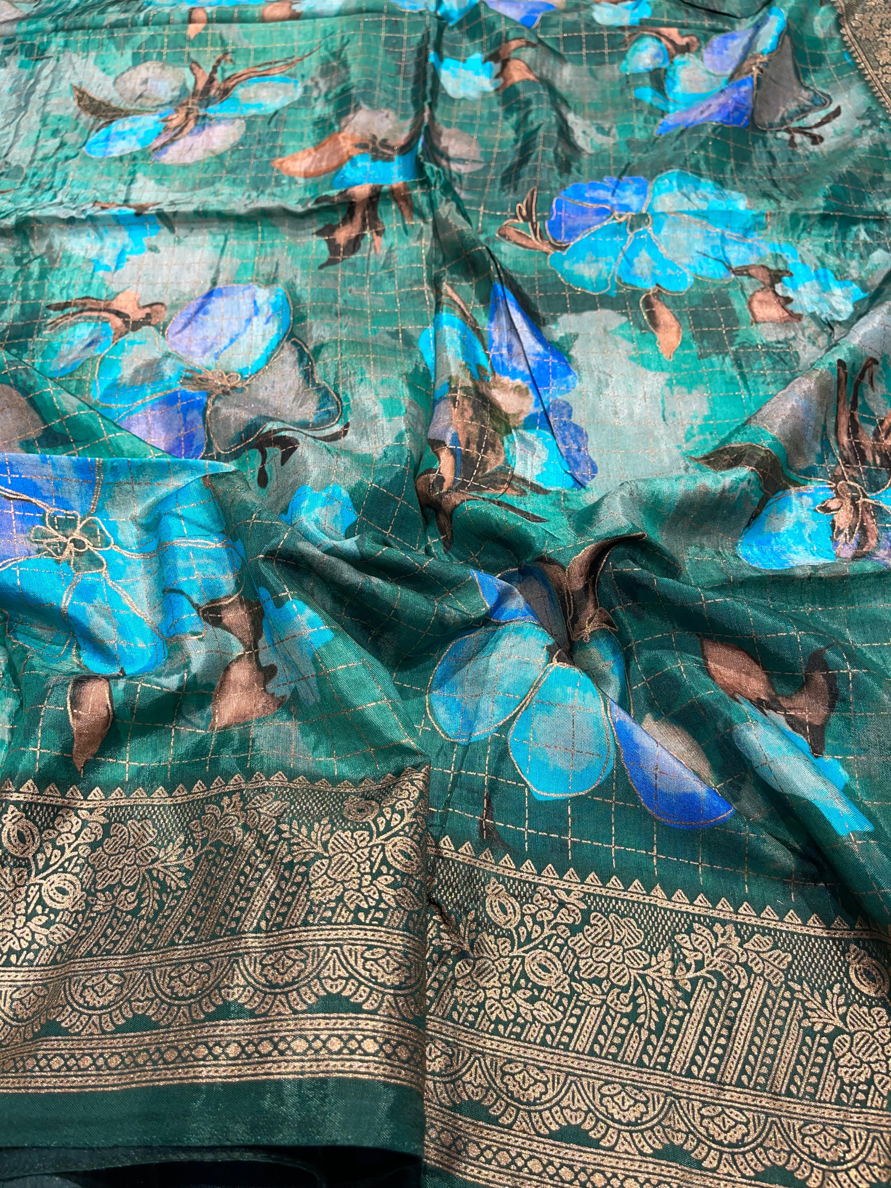 Anika's Semi Tussar Flora Saree-03