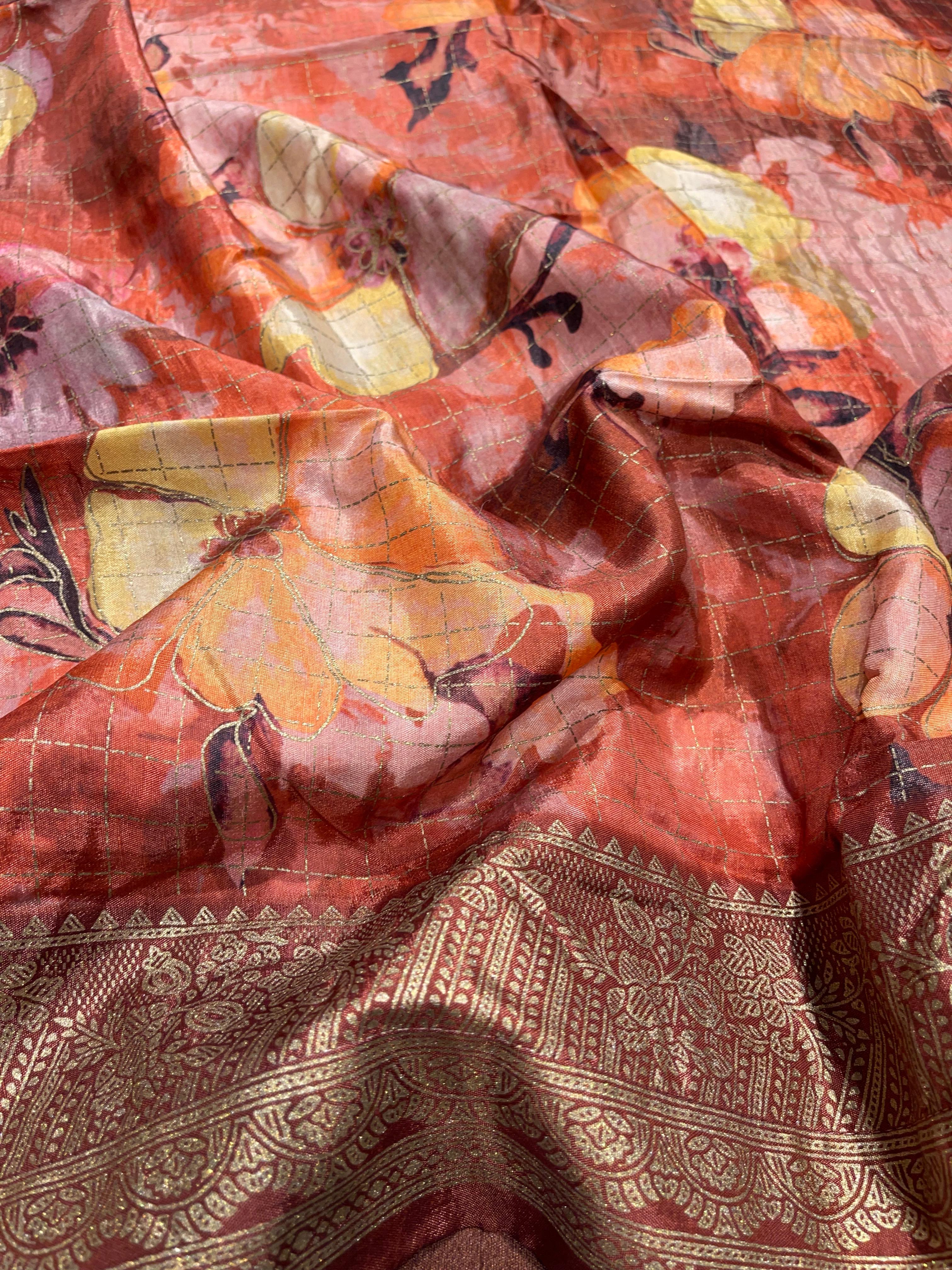 Anika's Semi Tussar Flora Saree-02