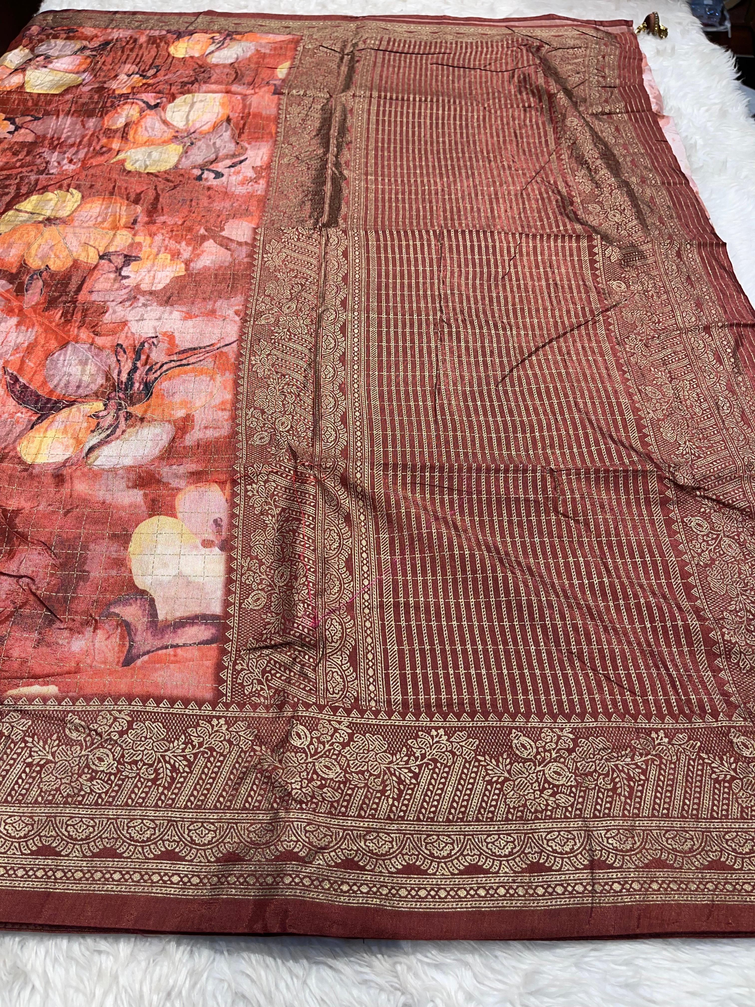 Anika's Semi Tussar Flora Saree-02