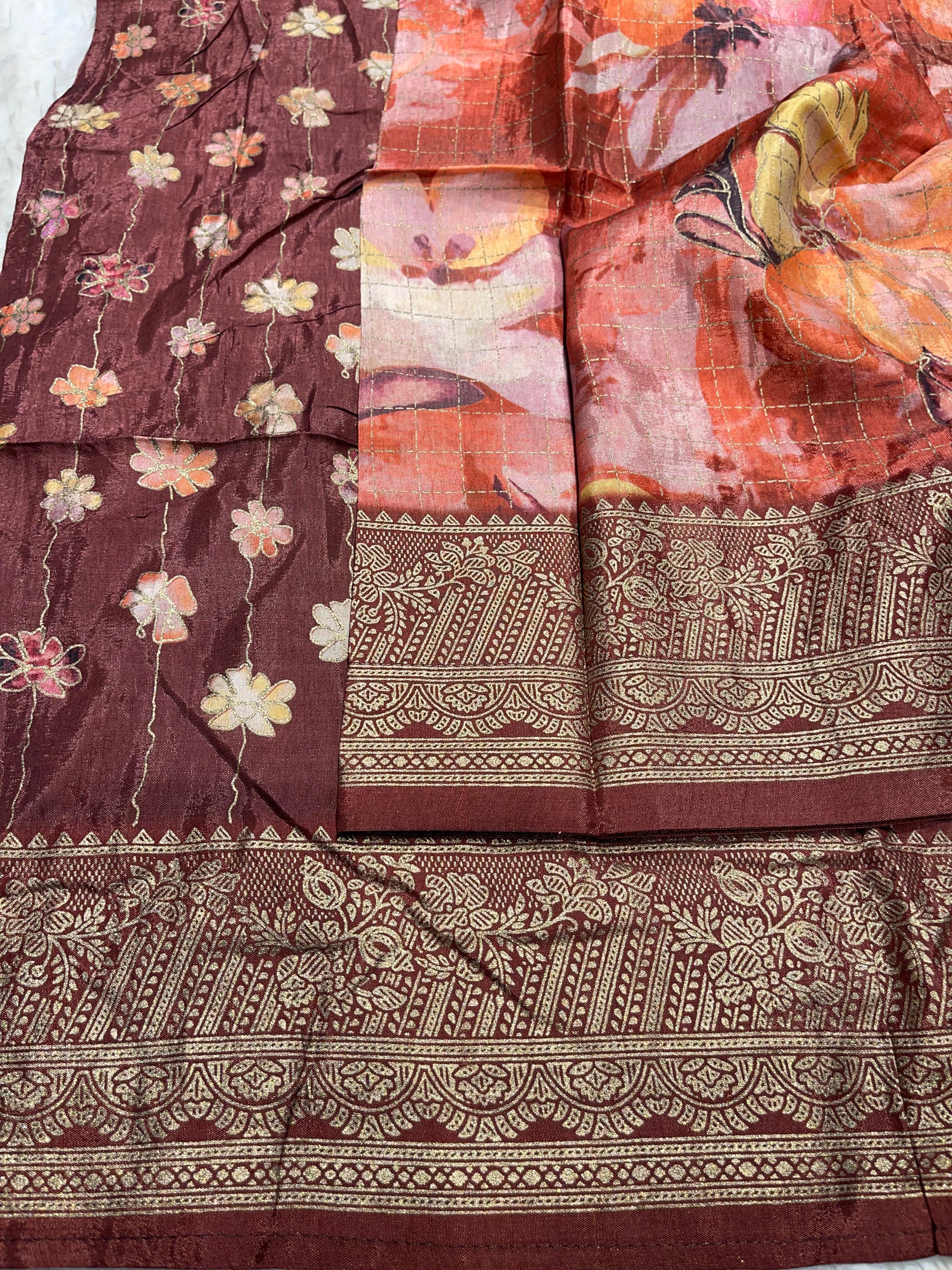 Anika's Semi Tussar Flora Saree-02