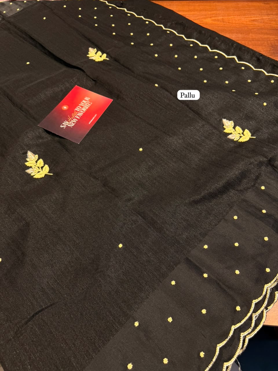 Anika’s Exlusive Black Raw silk saree with pear work-BSR01