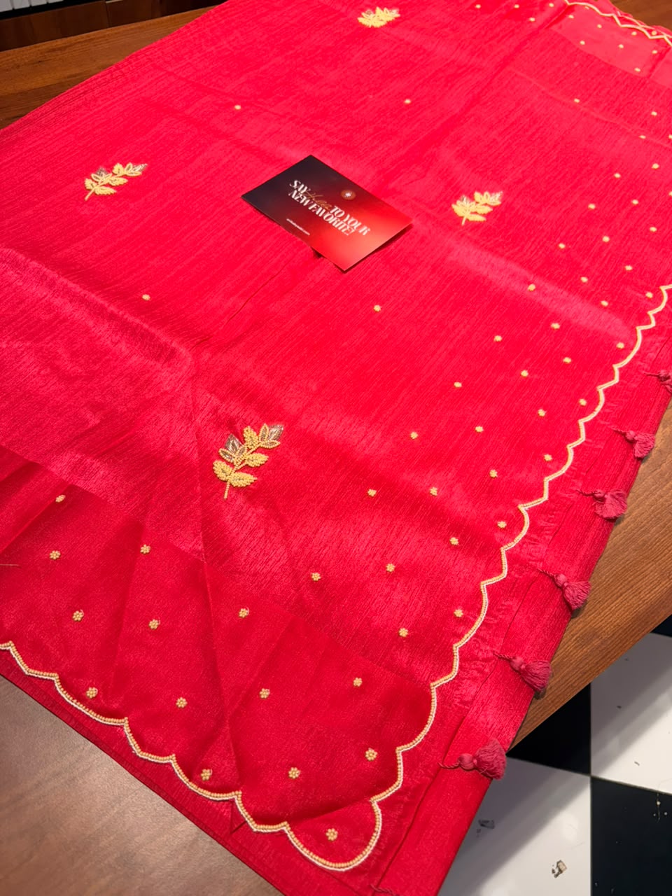 Anika’s Exlusive pink  Raw silk saree with pear work-BSR02