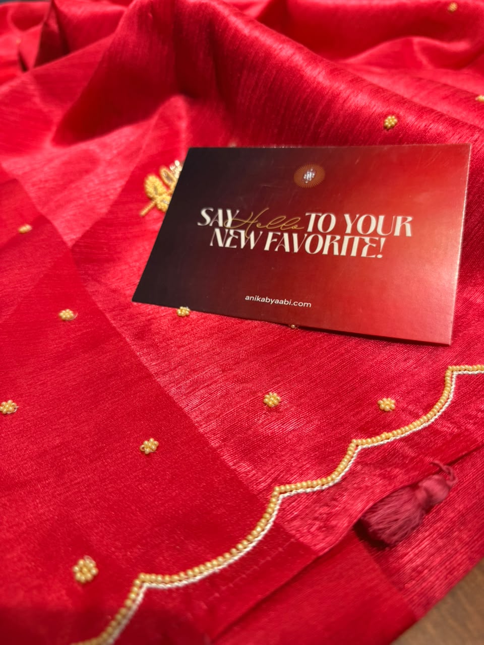 Anika’s Exlusive pink  Raw silk saree with pear work-BSR02