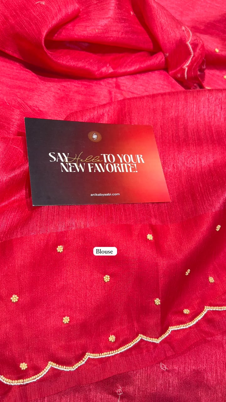 Anika’s Exlusive pink  Raw silk saree with pear work-BSR02