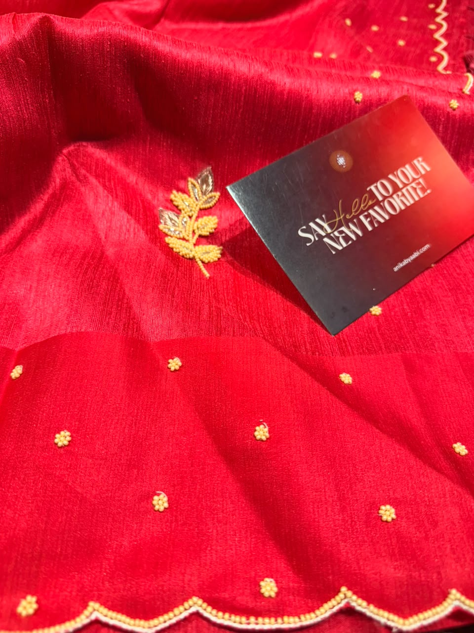 Anika’s Exlusive pink  Raw silk saree with pear work-BSR02