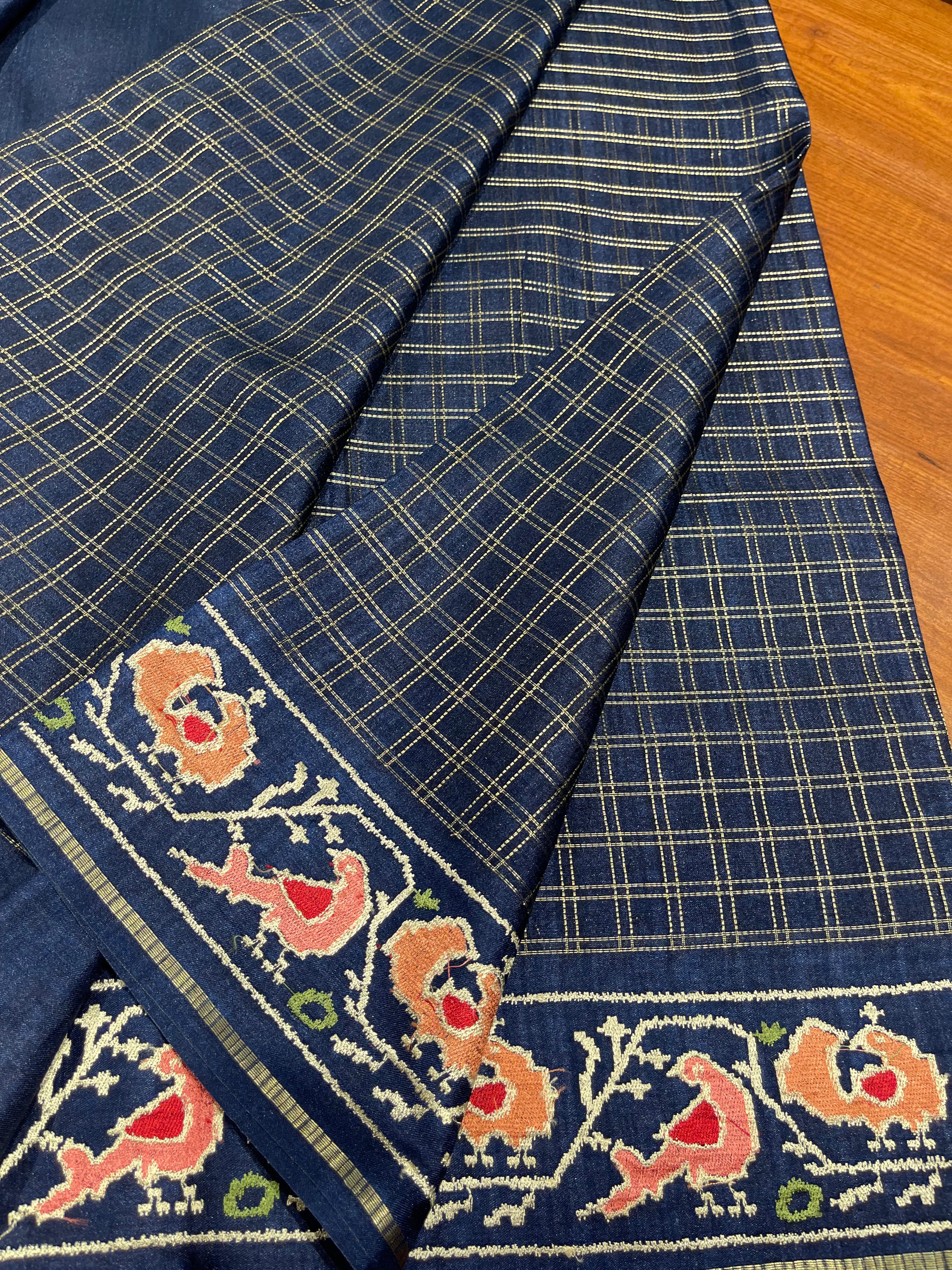 Anika's Golden Checks Saree-01