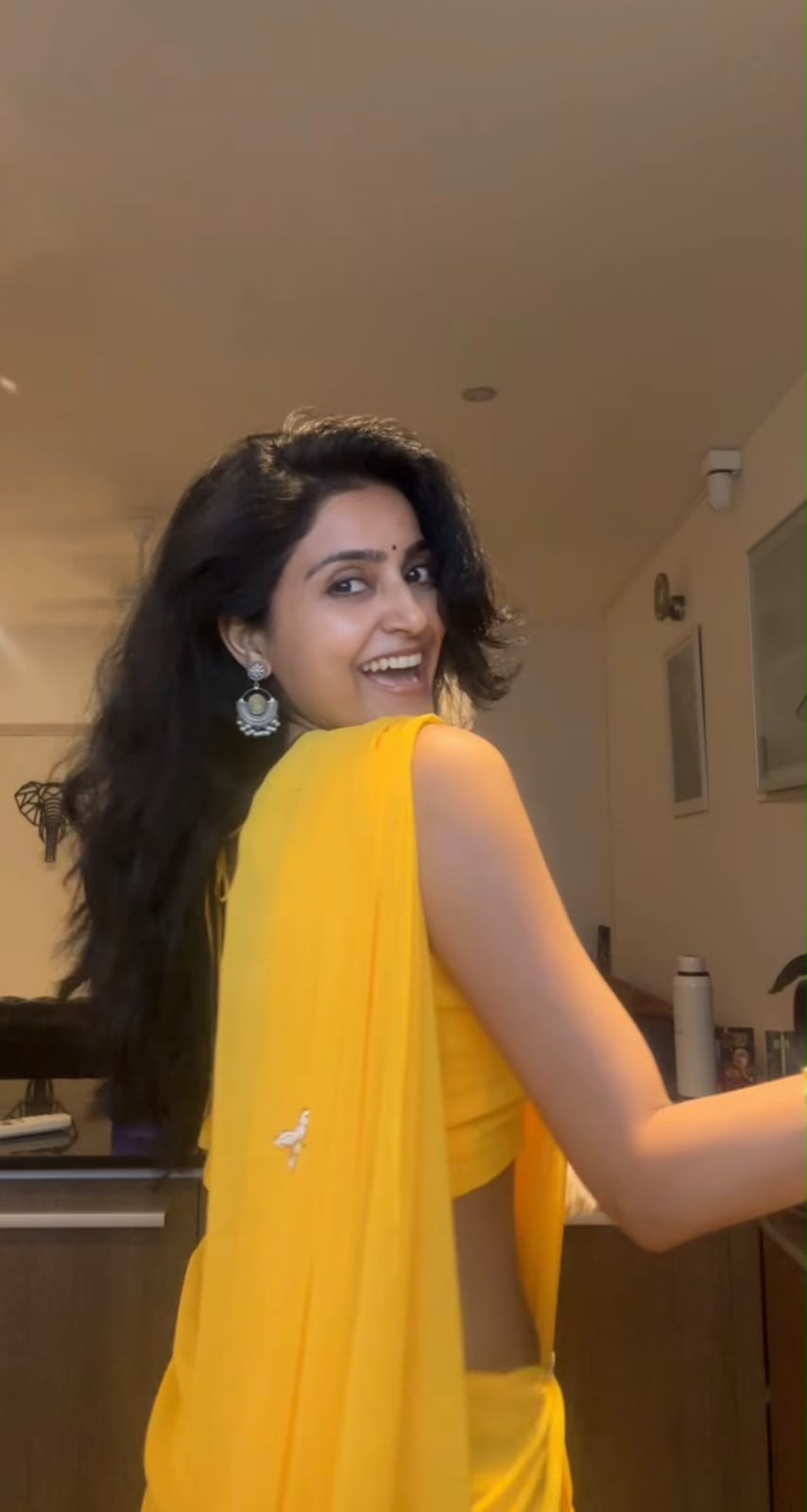 Anika's Soft Chiffon saree -yellow